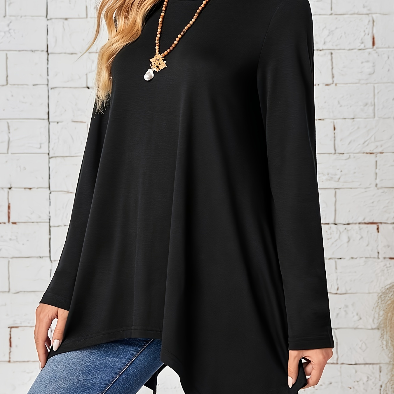 Plain Color Crew Neck T-shirt, Casual Long Sleeve Irregular Hem Loose For Spring & Fall, Women's Clothing
Plain Color Crew Neck T-shirt, Casual Long Sleeve Irregular Hem Loose For Spring & Fall, Women's Clothing