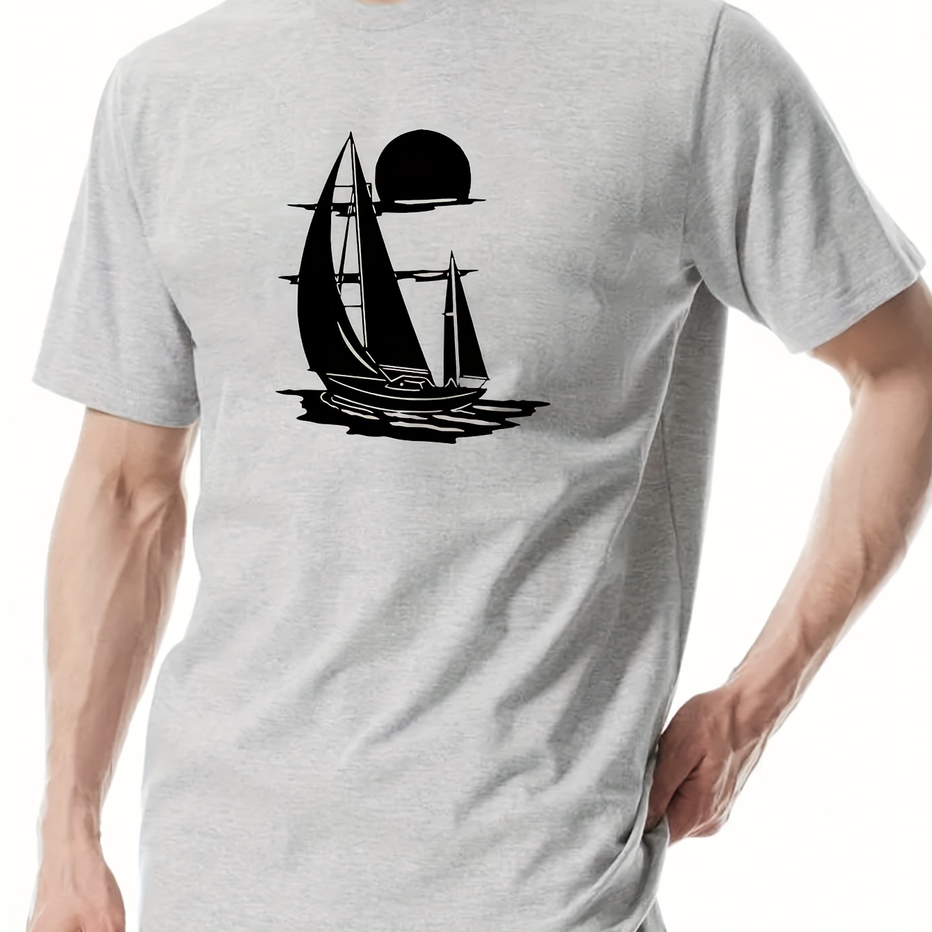 Sailboat And Sun Pattern Print T-shirt, Stylish And Breathable Street , Simple Comfy Cotton Top, Casual Crew Neck Short Sleeve T-shirt For Summer
Sailboat And Sun Pattern Print T-shirt, Stylish And Breathable Street , Simple Comfy Cotton Top, Casual Crew Neck Short Sleeve T-shirt For Summer