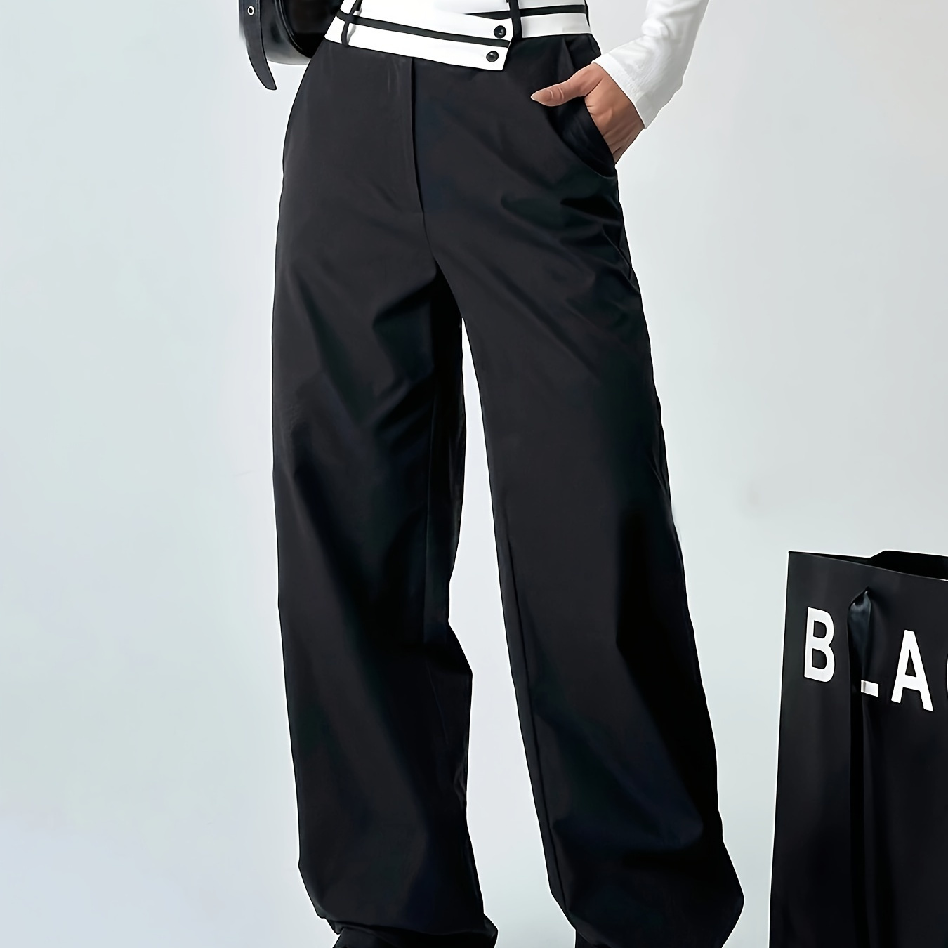 High-waisted Wide Leg Pants For Women, Polyester Blend, Relaxed Fit, Machine Washable, Block Print Pattern, Suitable For Spring, Summer, Autumn, Winter
High-waisted Wide Leg Pants For Women, Polyester Blend, Relaxed Fit, Machine Washable, Block Print Pattern, Suitable For Spring, Summer, Autumn, Winter