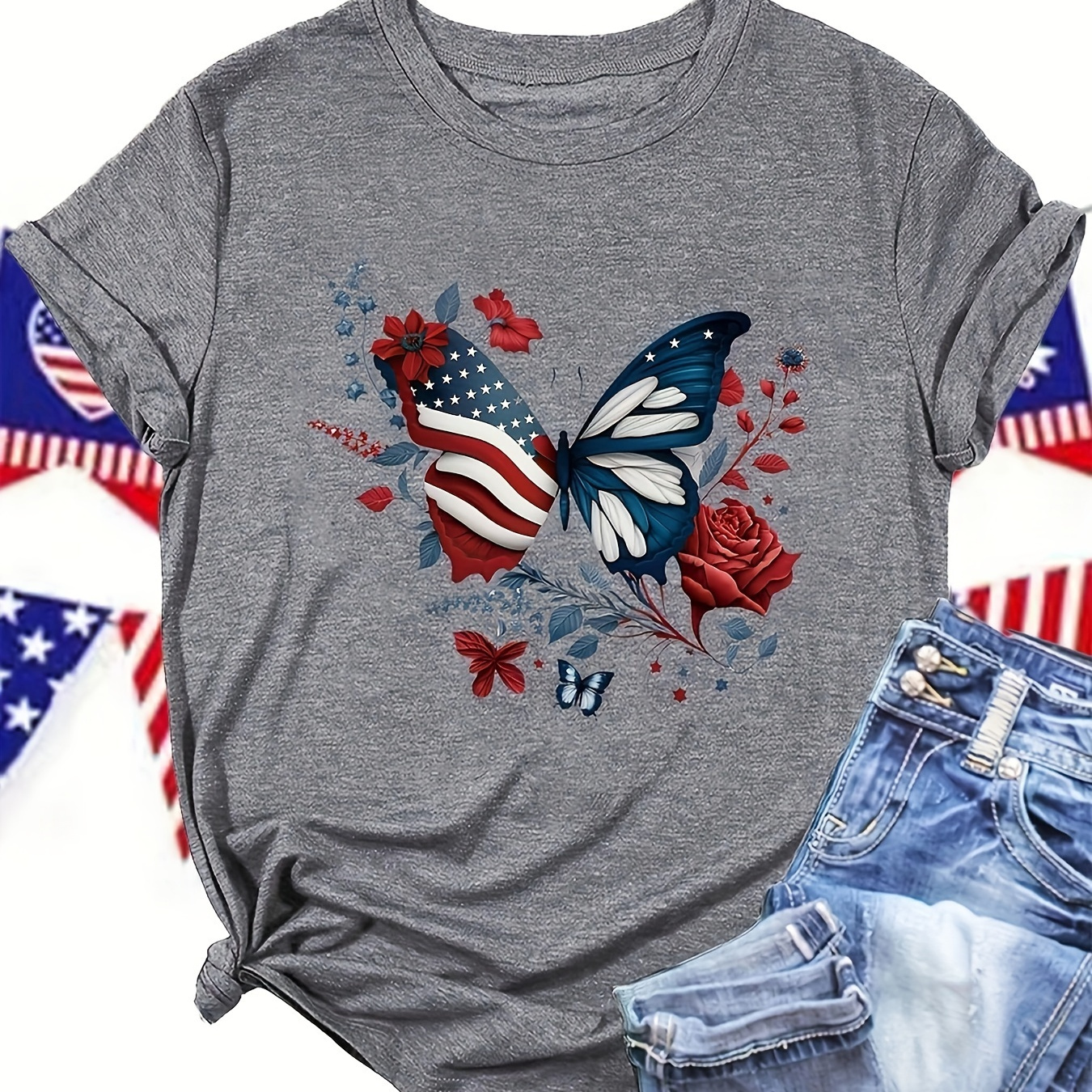 Butterfly Print Crew Neck T-shirt, Casual Short Sleeve T-shirt For Spring & Summer, Women's Clothing
Butterfly Print Crew Neck T-shirt, Casual Short Sleeve T-shirt For Spring & Summer, Women's Clothing