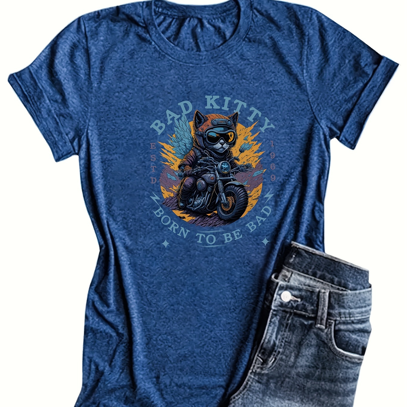 Plus Size Cat & Letter Print T-shirt, Casual Short Sleeve Top For Spring & Summer, Women's Plus Size Clothing
Plus Size Cat & Letter Print T-shirt, Casual Short Sleeve Top For Spring & Summer, Women's Plus Size Clothing