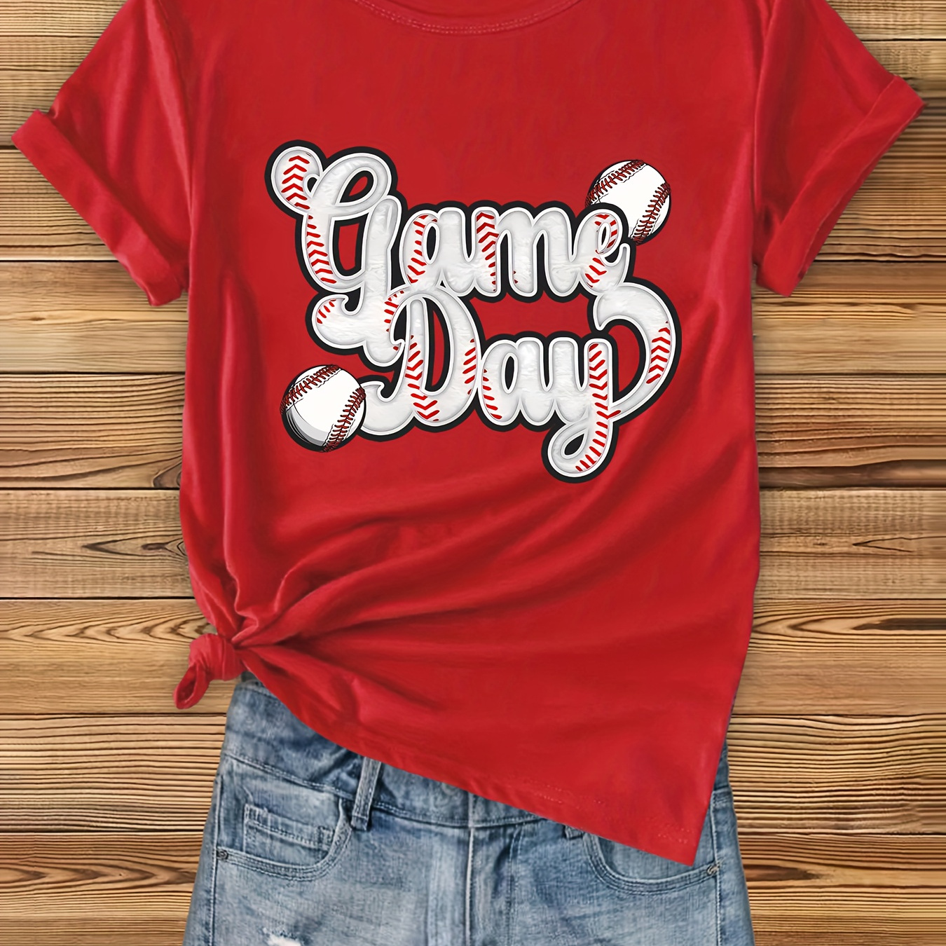 Baseball Graphic Print T-shirt, Short Sleeve Crew Neck Casual Top For Summer & Spring, Women's Clothing
Baseball Graphic Print T-shirt, Short Sleeve Crew Neck Casual Top For Summer & Spring, Women's Clothing