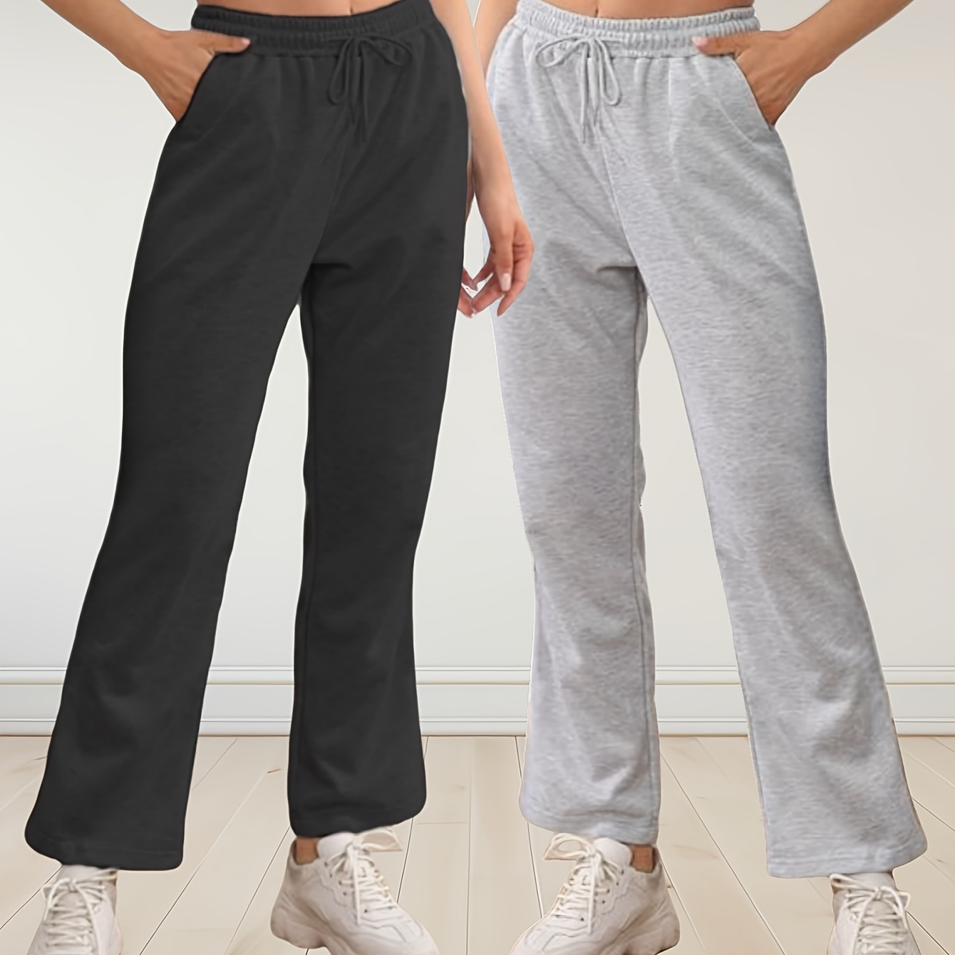 Women's 2pcs Solid Color Joggers With Drawstring - Casual, Comfortable Sweatpants With Pockets For All
Women's 2pcs Solid Color Joggers With Drawstring - Casual, Comfortable Sweatpants With Pockets For All