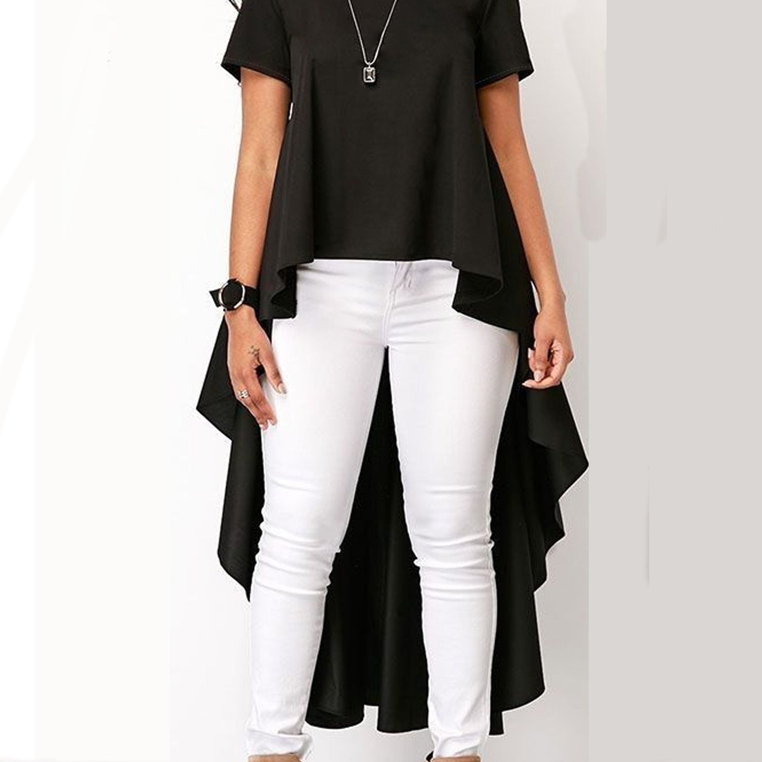 Chic Pink High-low Hem Blouse For Women - Casual Round Neck, Short Sleeve, Polyester, Machine Washable - & Stylish For All
Chic Pink High-low Hem Blouse For Women - Casual Round Neck, Short Sleeve, Polyester, Machine Washable - & Stylish For All