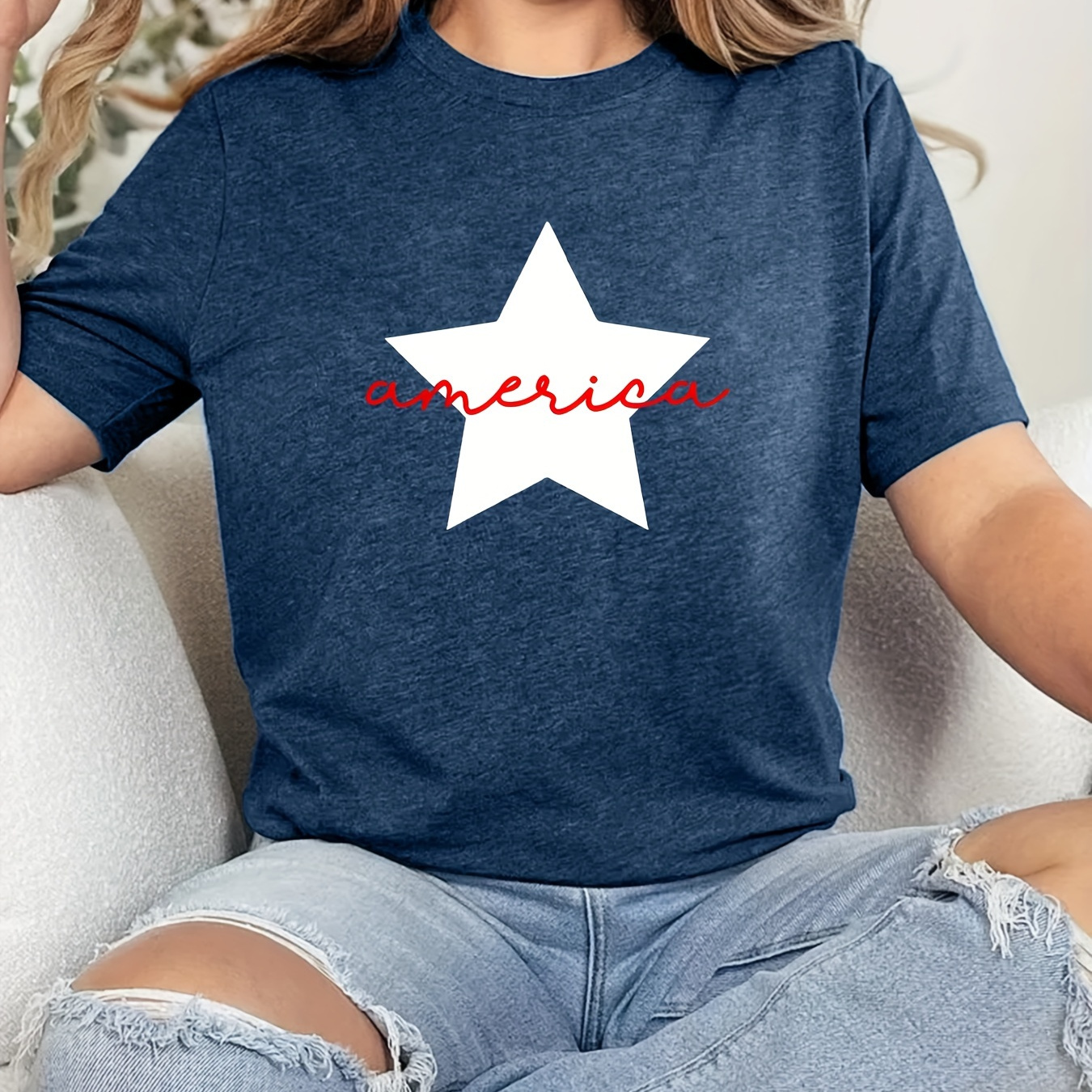 Independence Day Print Crew Neck T-shirt, Short Sleeve Casual Top For Summer & Spring, Women's Clothing
Independence Day Print Crew Neck T-shirt, Short Sleeve Casual Top For Summer & Spring, Women's Clothing