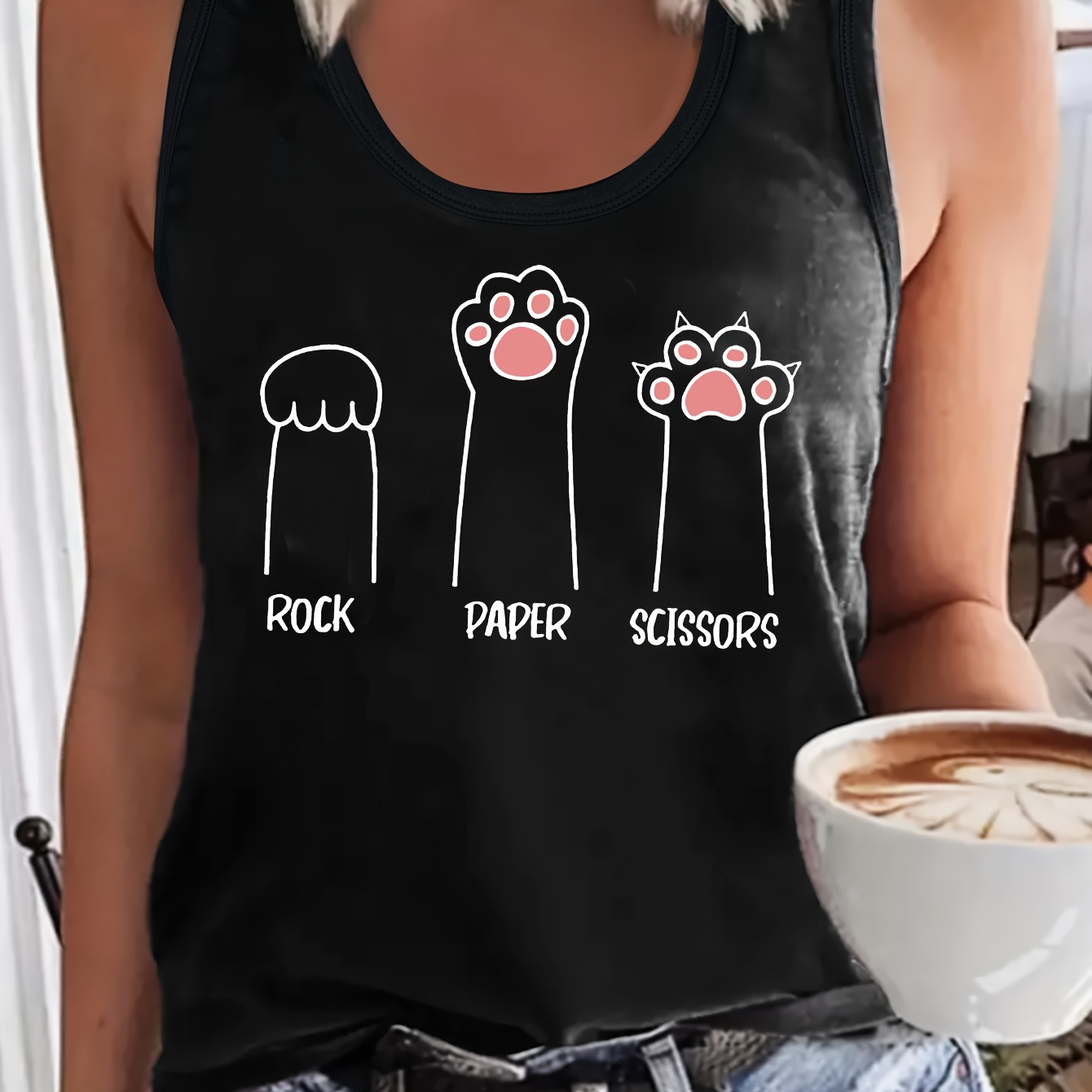 Cat Paw Print Tank Top, Sleeveless Crew Neck Casual Top For Summer & Spring, Women's Clothing
Cat Paw Print Tank Top, Sleeveless Crew Neck Casual Top For Summer & Spring, Women's Clothing