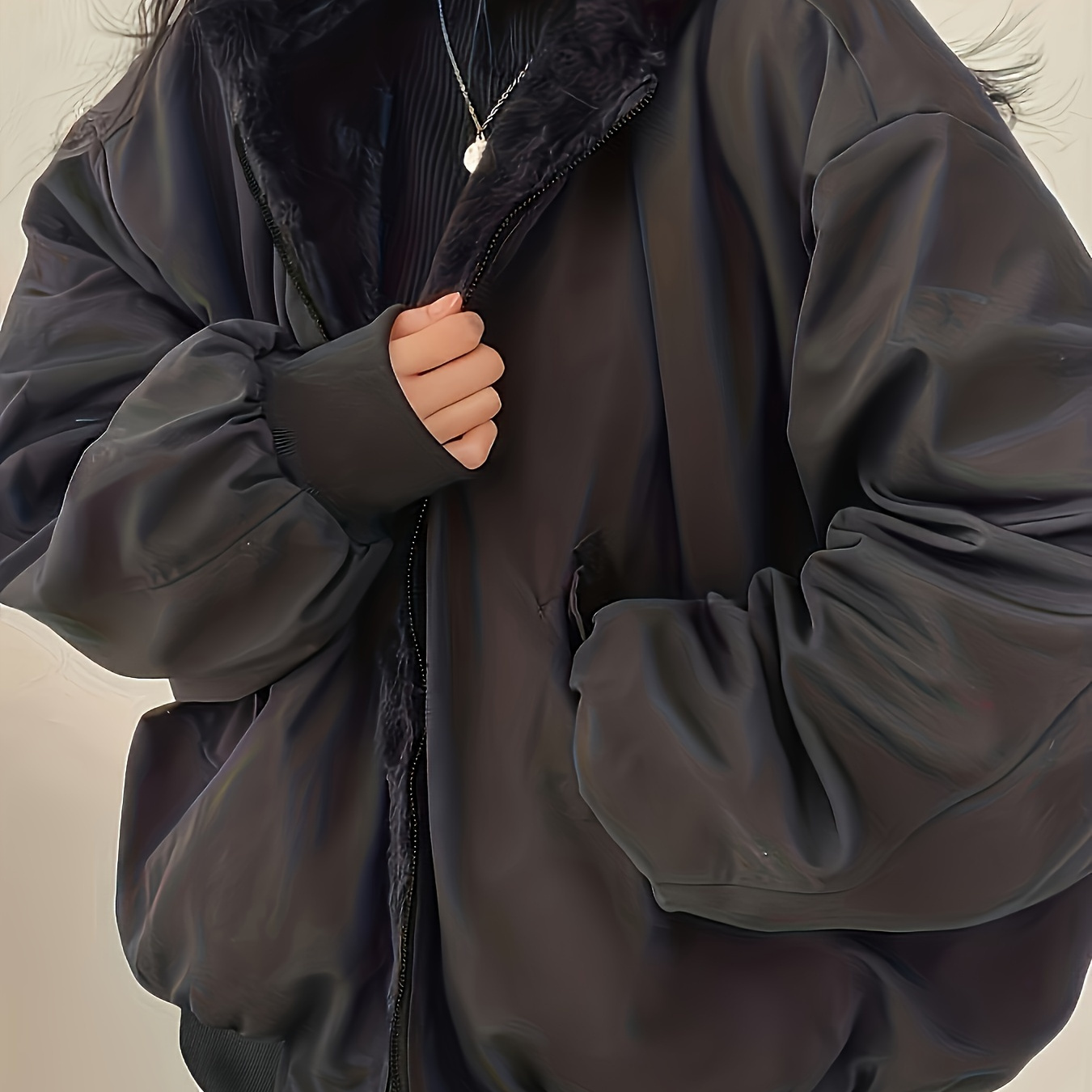 Reversible Women's Casual Zip-up Warm Jacket - Solid Color, Polyester, Machine Washable - Fall/winter
Reversible Women's Casual Zip-up Warm Jacket - Solid Color, Polyester, Machine Washable - Fall/winter