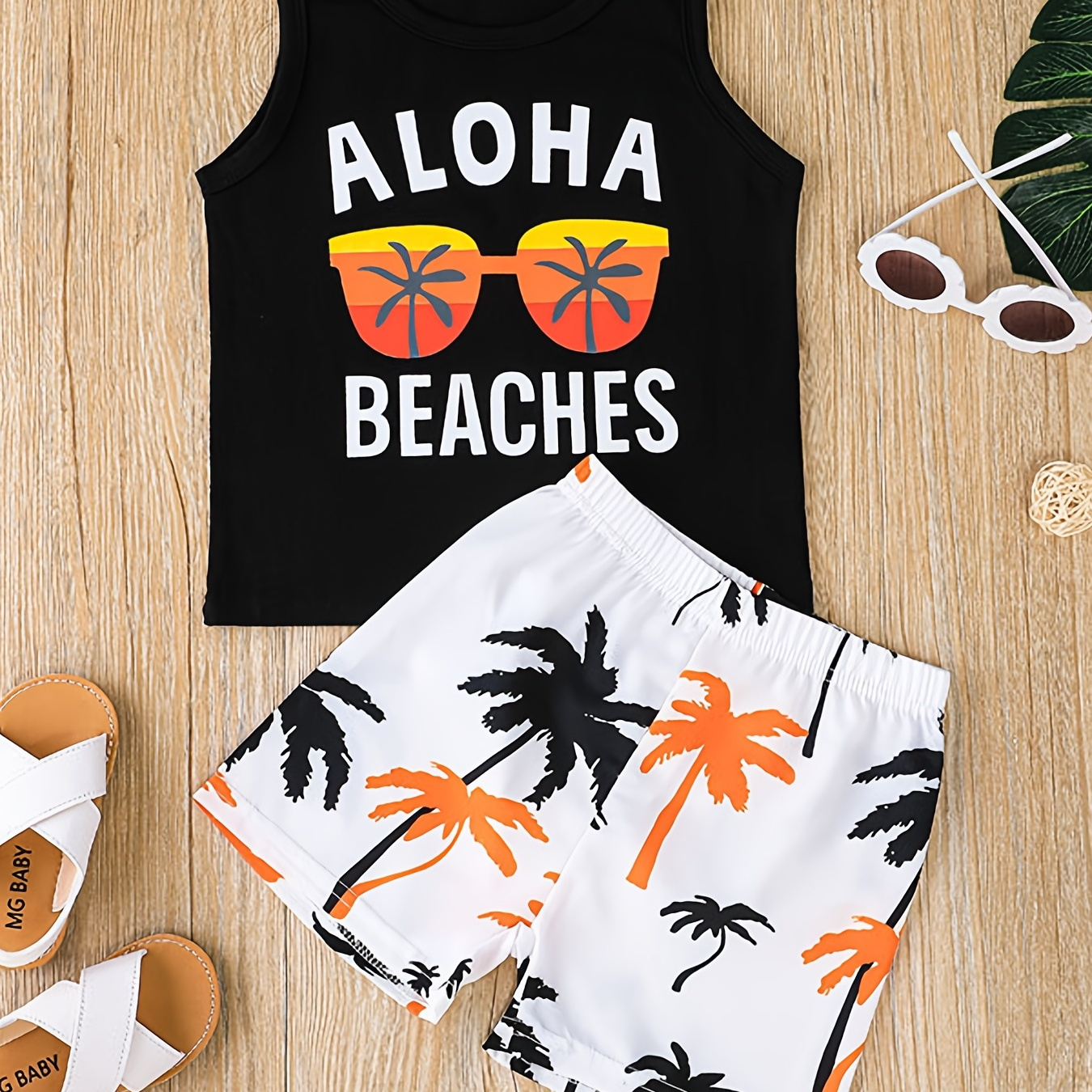 2pcs Baby Boys Crew Neck Sleeveless " Beaches" Graphic Tank Top & Elastic Waist Coconut Tree Graphic Shorts Set Toddler Summer Clothes
2pcs Baby Boys Crew Neck Sleeveless " Beaches" Graphic Tank Top & Elastic Waist Coconut Tree Graphic Shorts Set Toddler Summer Clothes