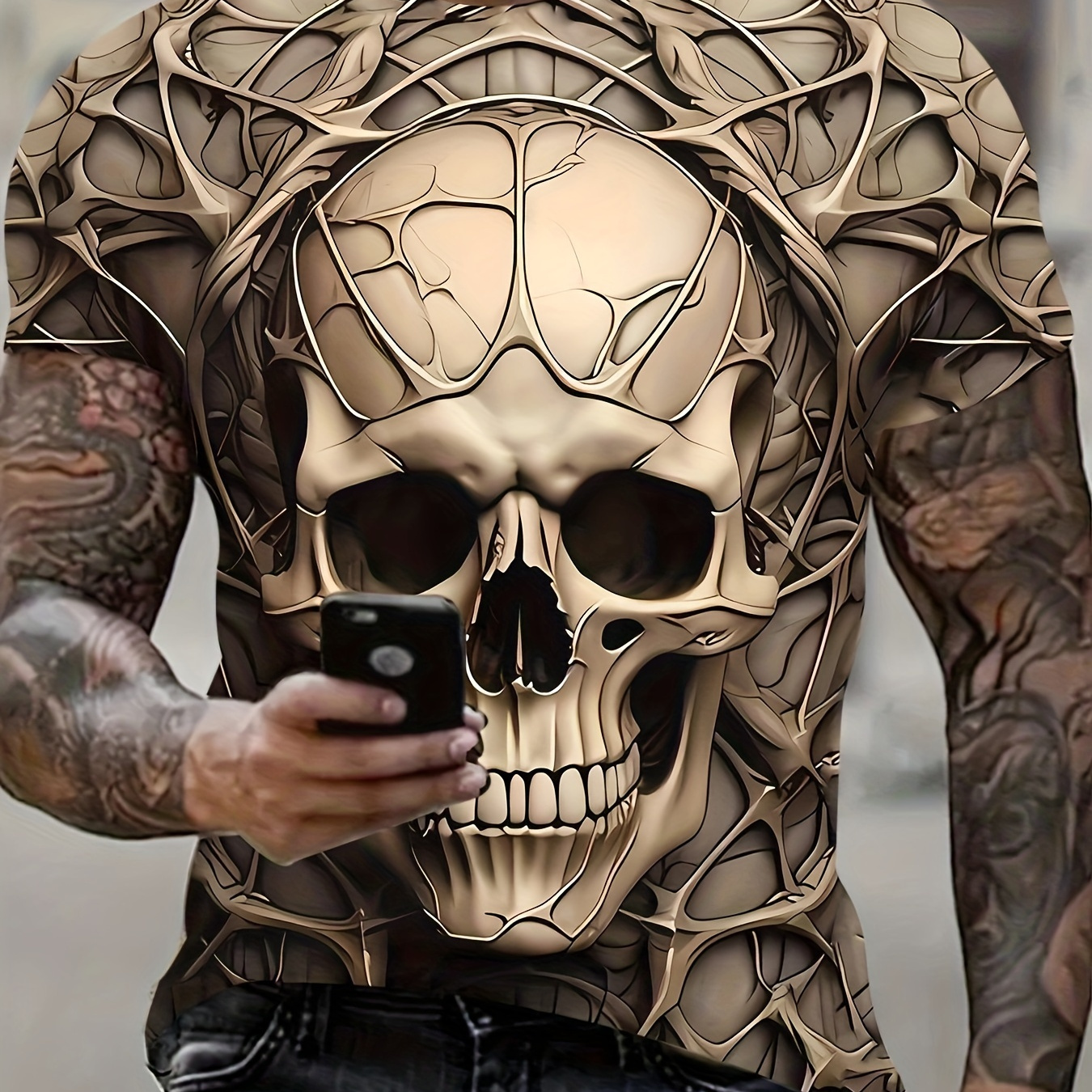 Men's Breathable Skull 3d Digital Print Short Sleeve T-shirt, Casual Streetwear Fashion, Round Neck, Summer Casual Wear For Men, Suitable For Running, Fitness, And Daily Wear
Men's Breathable Skull 3d Digital Print Short Sleeve T-shirt, Casual Streetwear Fashion, Round Neck, Summer Casual Wear For Men, Suitable For Running, Fitness, And Daily Wear