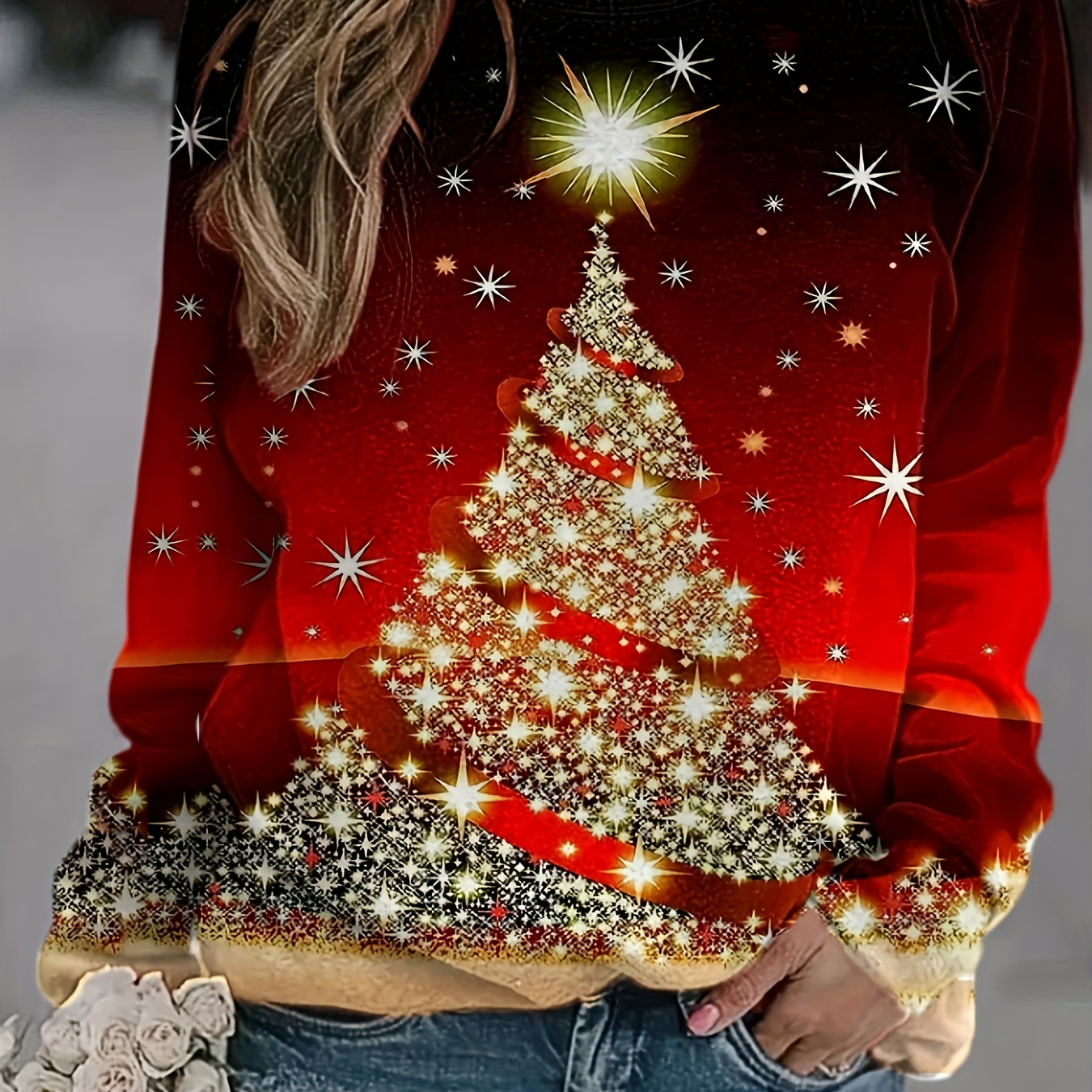Christmas Tree Print Pullover Sweatshirt, Casual Long Sleeve Crew Neck Sweatshirt For Fall & Winter, Women's Clothing
Christmas Tree Print Pullover Sweatshirt, Casual Long Sleeve Crew Neck Sweatshirt For Fall & Winter, Women's Clothing