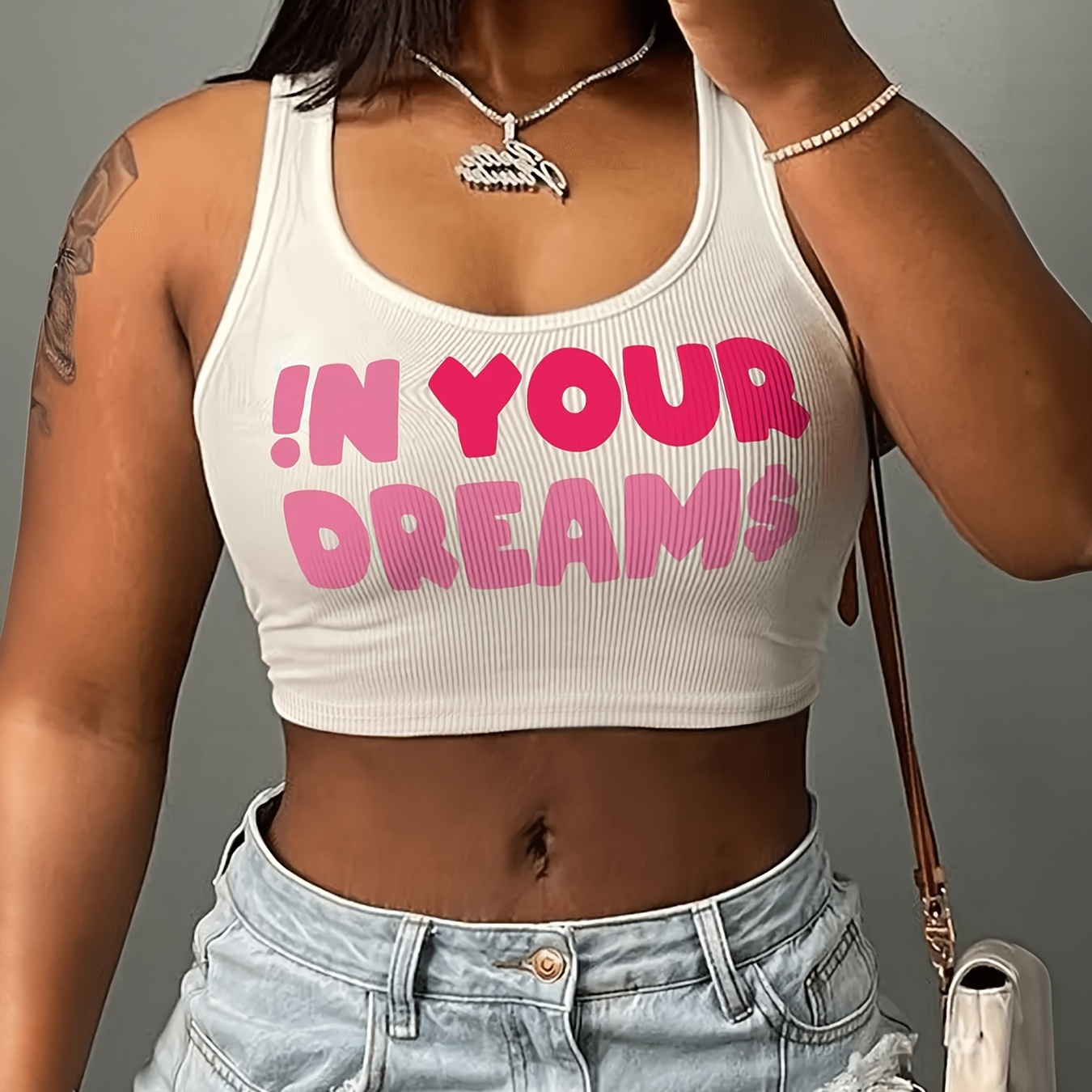 Letter Print Crew Neck Tank Top, Casual Sleeveless Crop Tank Top For Spring & Summer, Women's Clothing
Letter Print Crew Neck Tank Top, Casual Sleeveless Crop Tank Top For Spring & Summer, Women's Clothing