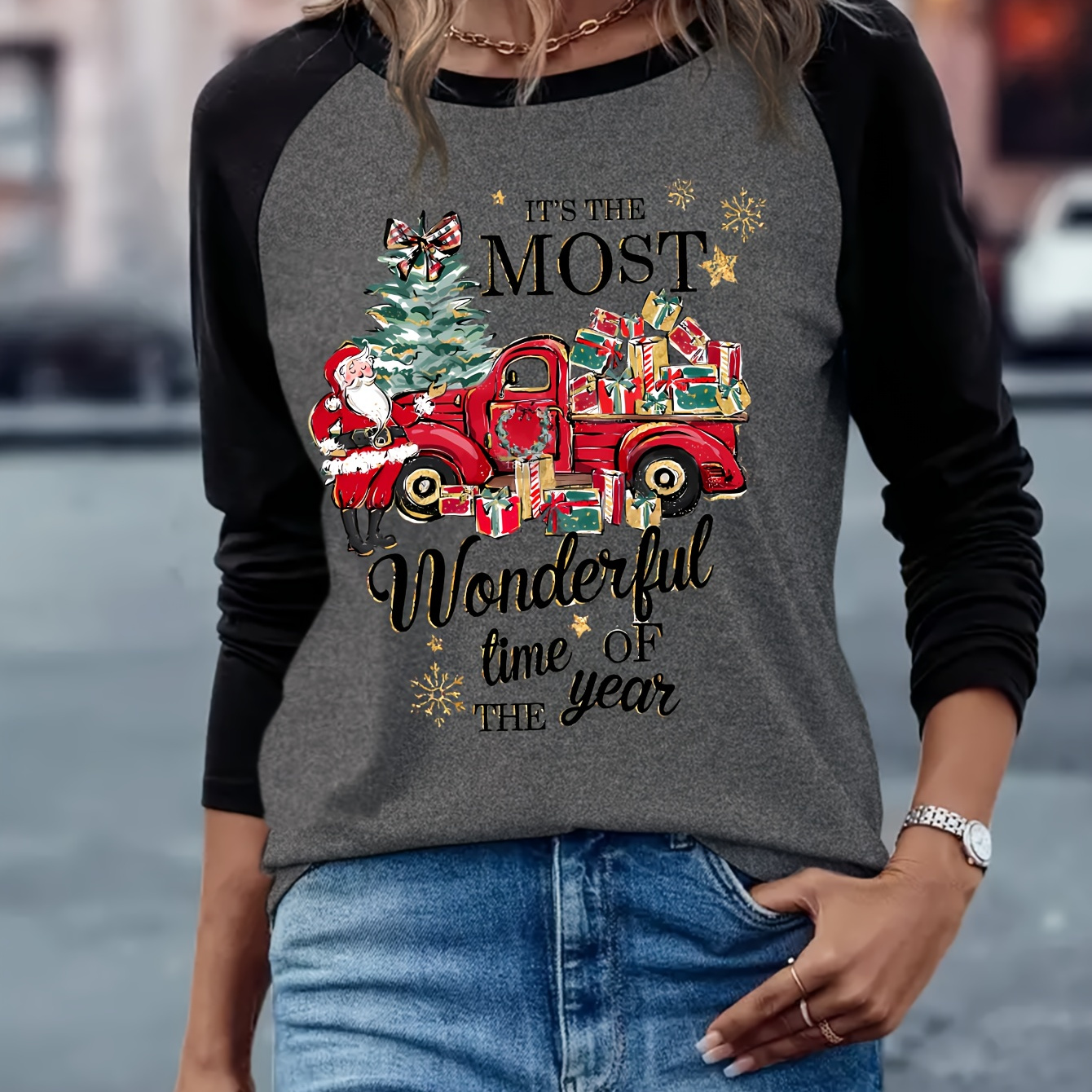 Women's Christmas Graphic Long Sleeve T-shirt - Casual Crew Neck, Stretchy Polyester , Machine Washable - Spring & Fall
Women's Christmas Graphic Long Sleeve T-shirt - Casual Crew Neck, Stretchy Polyester , Machine Washable - Spring & Fall