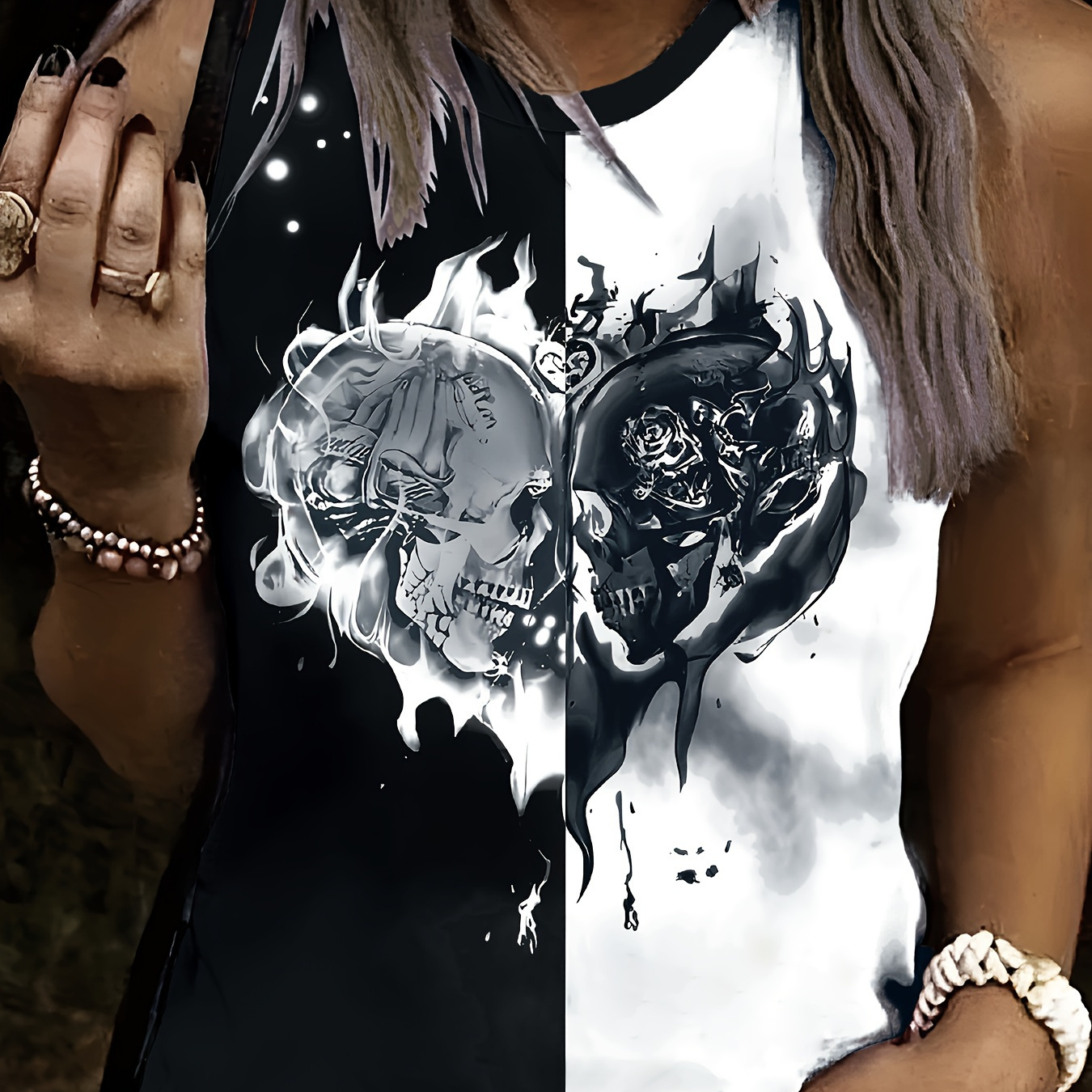 Skull & Heart Print Crew Neck Tank Top, Casual Sleeveless Top For Spring & Summer, Women's Clothing
Skull & Heart Print Crew Neck Tank Top, Casual Sleeveless Top For Spring & Summer, Women's Clothing