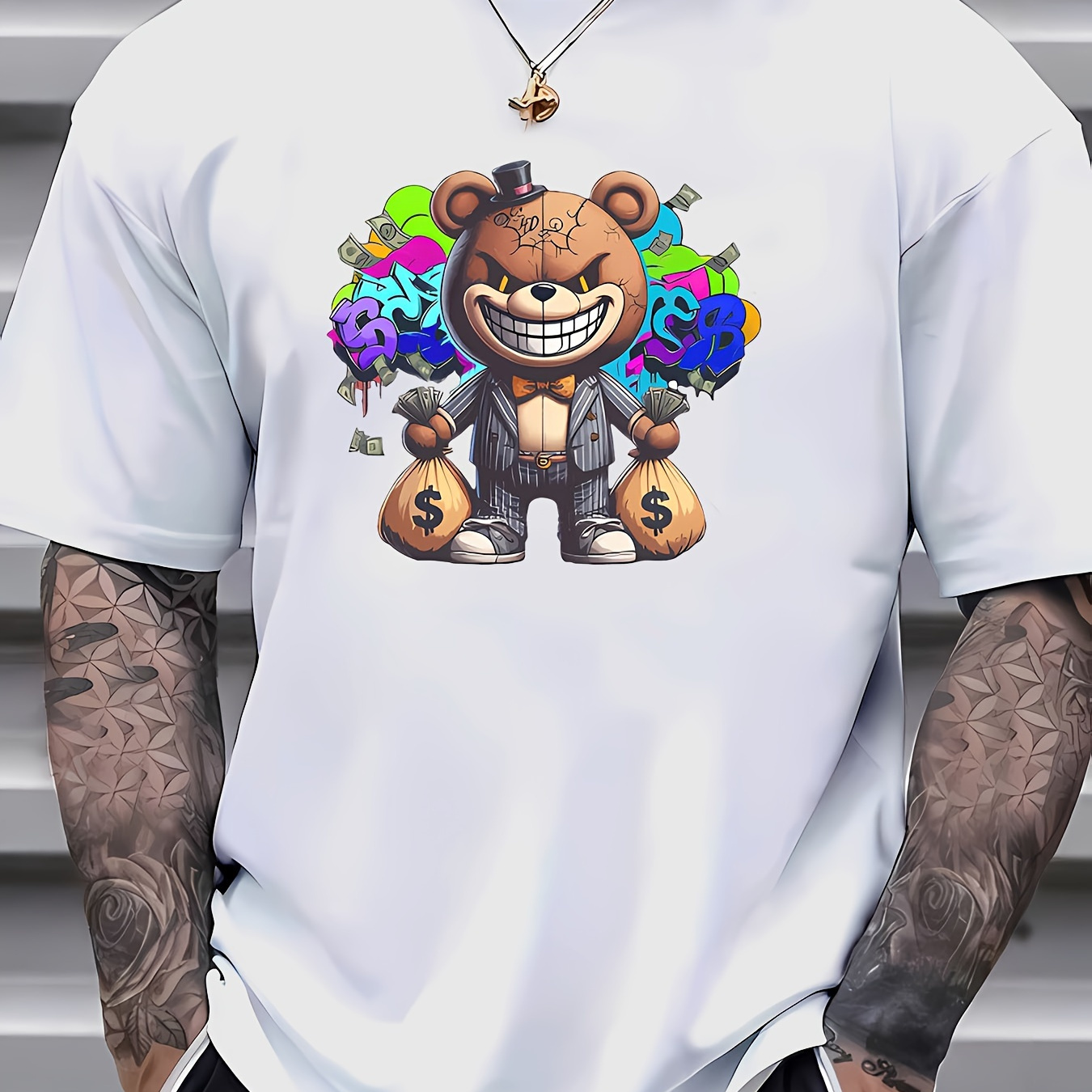 Cute Bear With Money Print Tee Shirt, Tees For Men, Casual Short Sleeve T-shirt For Summer
Cute Bear With Money Print Tee Shirt, Tees For Men, Casual Short Sleeve T-shirt For Summer