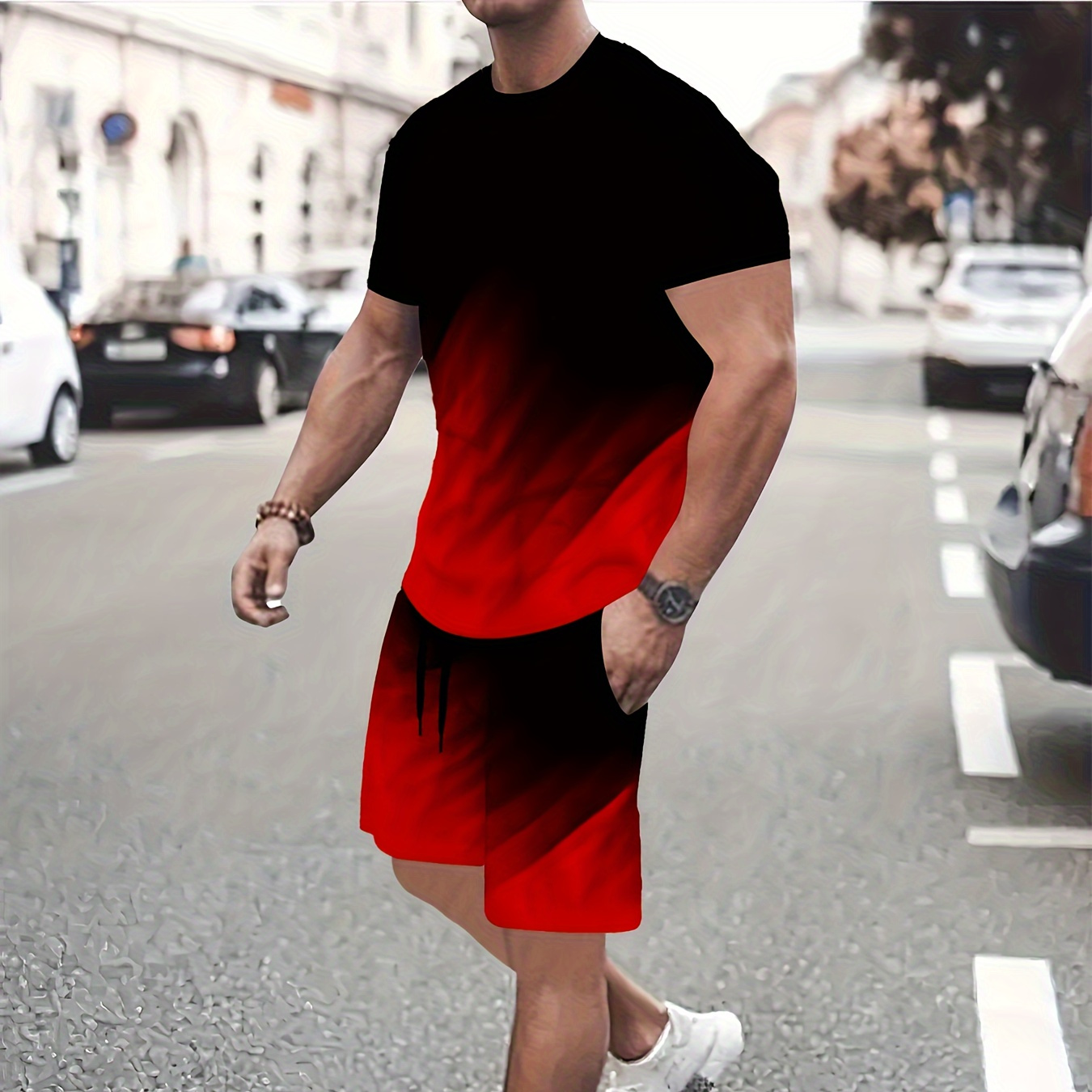 Men's Outfit, Color Matching Casual Crew Neck Short Sleeve T-shirt & Shorts 2-piece Set For Summer Outdoor Activities
Men's Outfit, Color Matching Casual Crew Neck Short Sleeve T-shirt & Shorts 2-piece Set For Summer Outdoor Activities