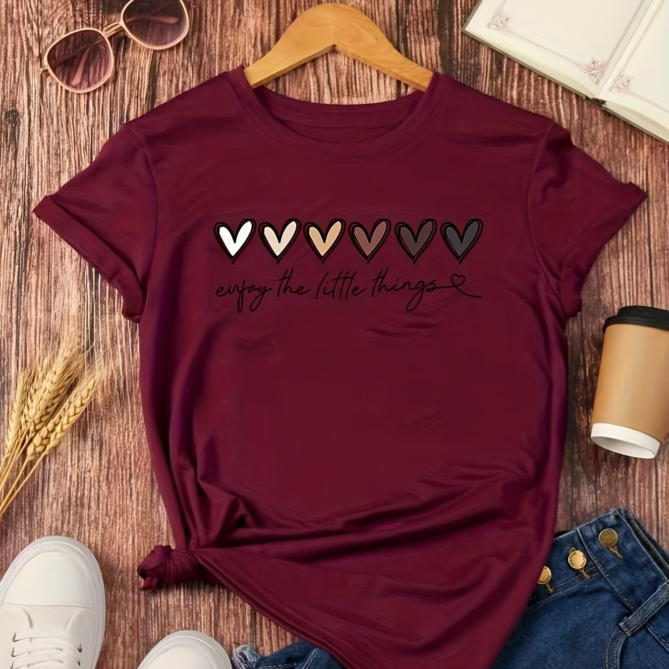 Heart & Letter Print T-shirt, Casual Short Sleeve Crew Neck Top For Spring & Summer, Women's Clothing
Heart & Letter Print T-shirt, Casual Short Sleeve Crew Neck Top For Spring & Summer, Women's Clothing