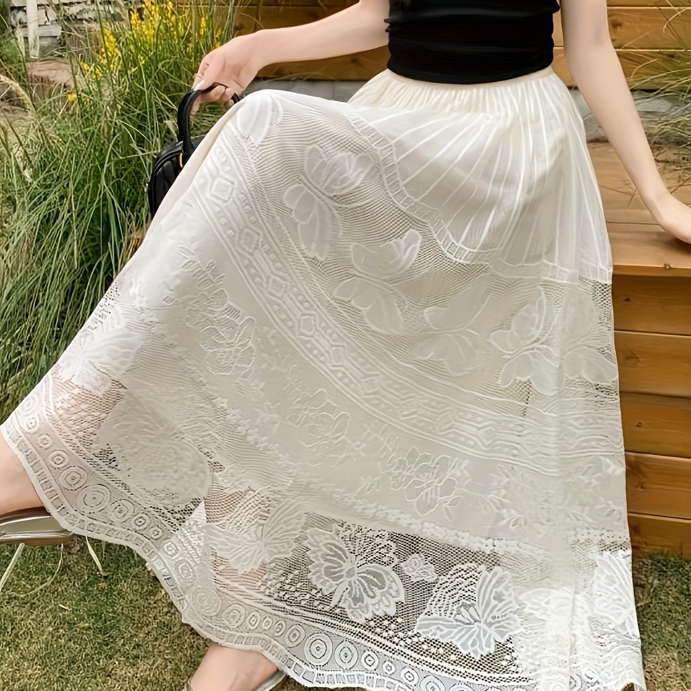 High Waist Ankle Length Lace Skirt, Chic A-line Skirt For Spring & Summer, Women's Clothing
High Waist Ankle Length Lace Skirt, Chic A-line Skirt For Spring & Summer, Women's Clothing
