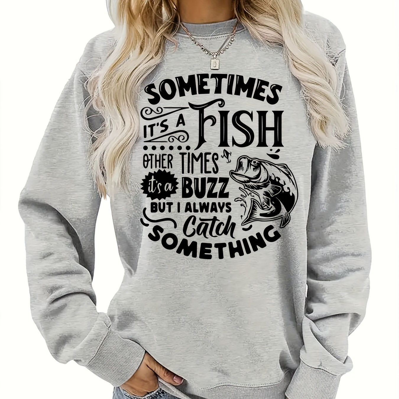 Fish & Letter Print Pullover Sweatshirt, Vintage Long Sleeve Crew Neck Sweatshirt, Women's Clothing
Fish & Letter Print Pullover Sweatshirt, Vintage Long Sleeve Crew Neck Sweatshirt, Women's Clothing