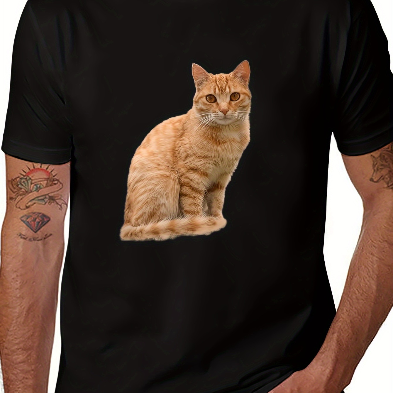 Men's T-shirts, Cute Orange Cat Print T-shirt, Summer Casual Cotton Crew Neck T-shirt, Tops As Gifts, Athletic Style, Comfort Fit T-shirt, 220g
Men's T-shirts, Cute Orange Cat Print T-shirt, Summer Casual Cotton Crew Neck T-shirt, Tops As Gifts, Athletic Style, Comfort Fit T-shirt, 220g