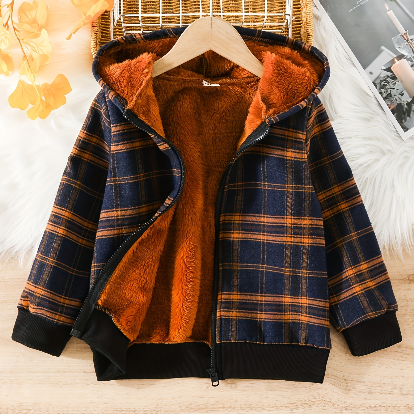 Boys Casual Plaid Non Stretch Warm Fleece Zip Up Hooded Jacket, Kids Clothes For Fall Winter
Boys Casual Plaid Non Stretch Warm Fleece Zip Up Hooded Jacket, Kids Clothes For Fall Winter