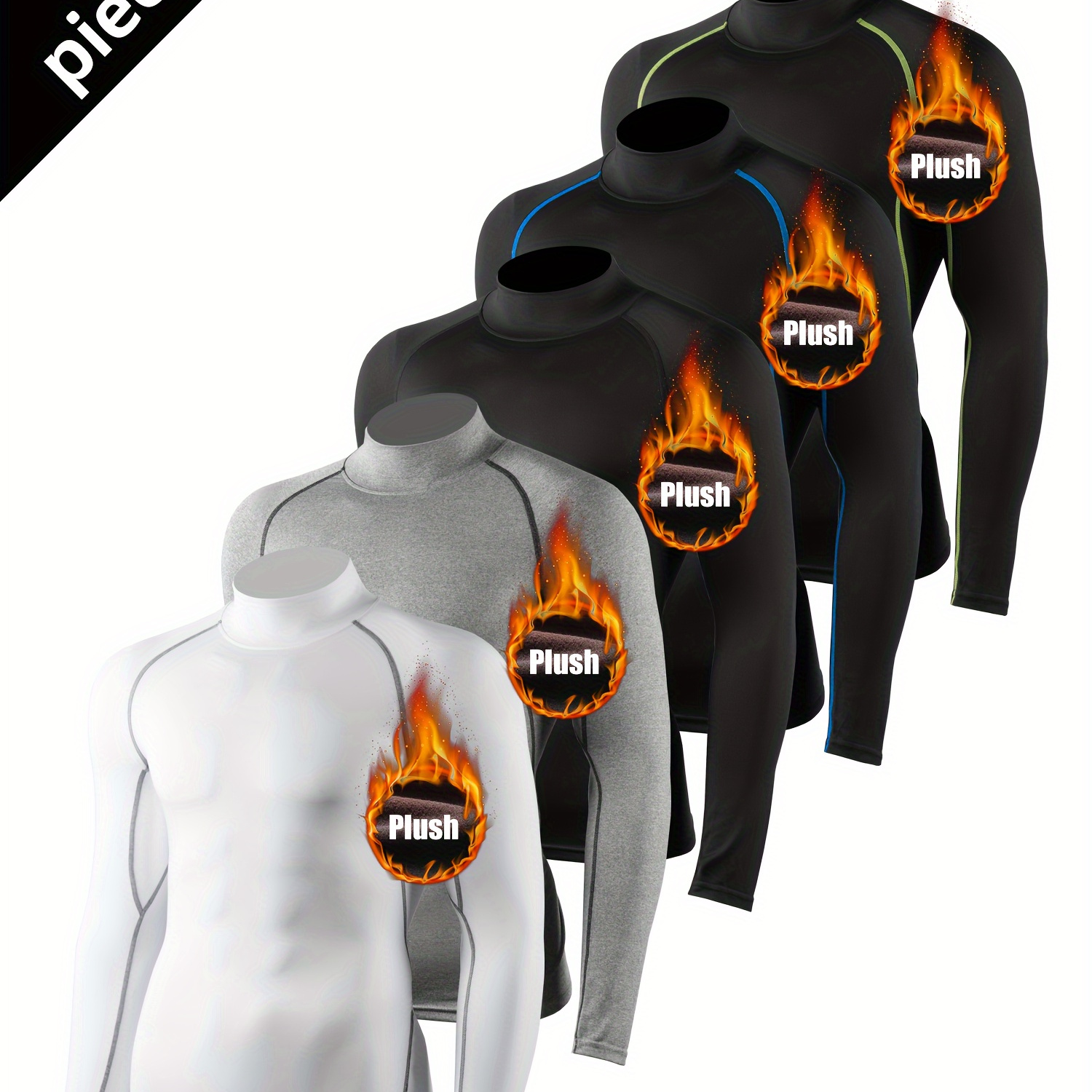 5pcs Men's Fleece-lined Athletic Set - Long Sleeve, High Neck, Quick-dry For Running, Basketball, Football & Winter Sports
5pcs Men's Fleece-lined Athletic Set - Long Sleeve, High Neck, Quick-dry For Running, Basketball, Football & Winter Sports