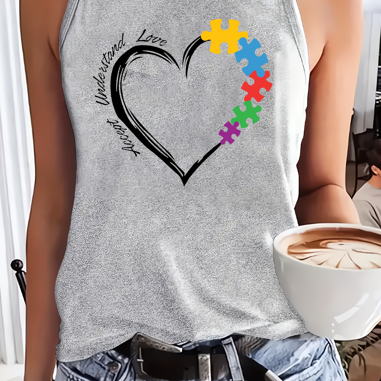 Women's Casual Sleeveless Top - Loose Fit, Geometric Pattern, Breathable Polyester , Machine Washable - Summer & Fall
Women's Casual Sleeveless Top - Loose Fit, Geometric Pattern, Breathable Polyester , Machine Washable - Summer & Fall