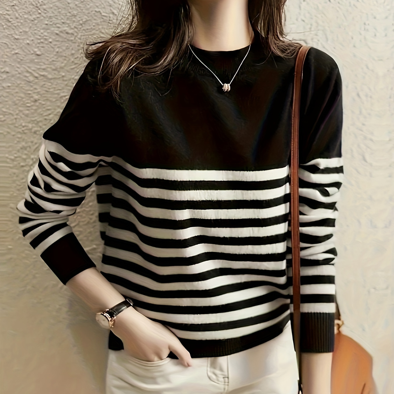 Pattern Crew Neck Sweater, Casual Long Sleeve Sweater For Fall & Winter, Women's Clothing
Pattern Crew Neck Sweater, Casual Long Sleeve Sweater For Fall & Winter, Women's Clothing