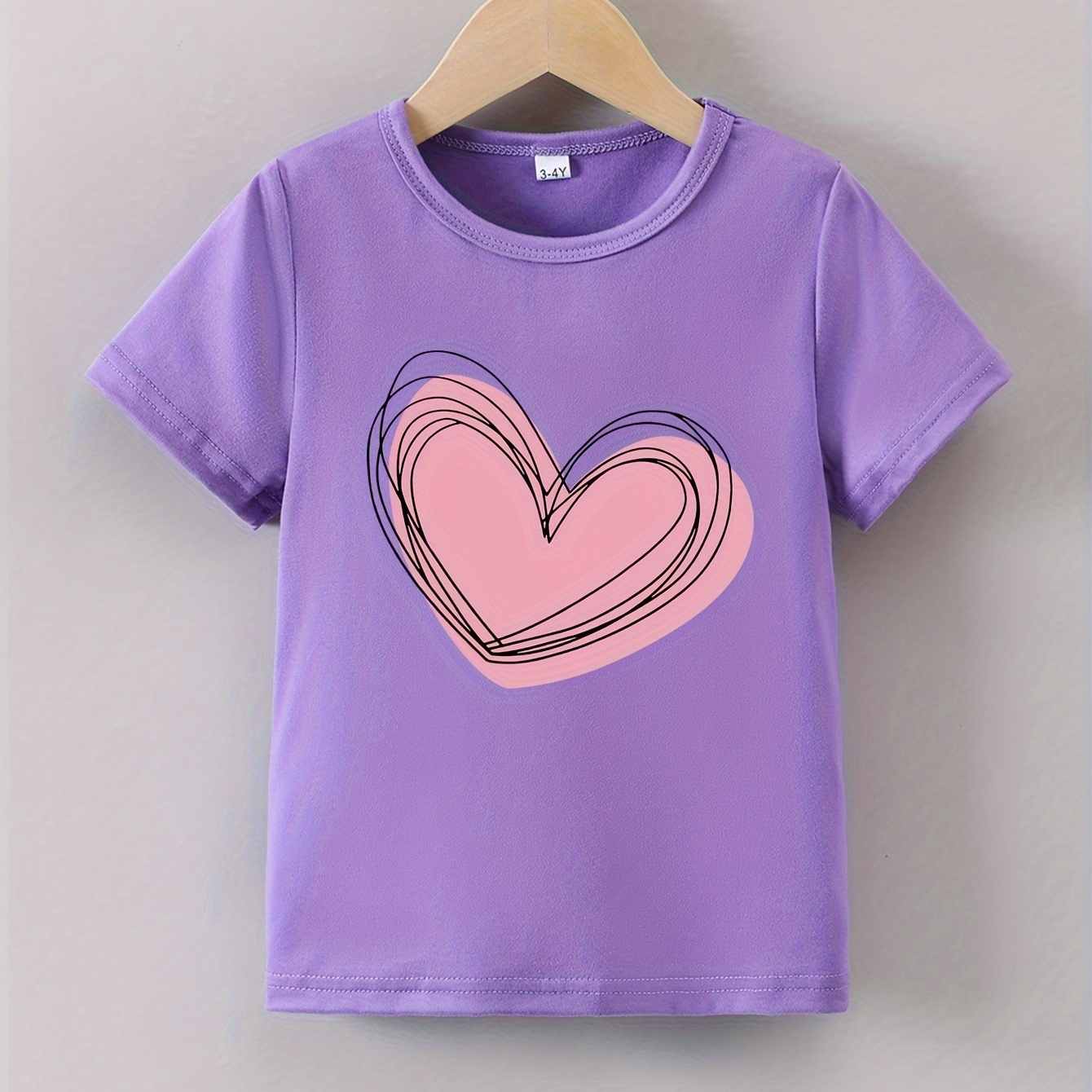 Simple Heart Print Short Sleeve T-shirt, Girls Casual Comfy Tees For Summer Gift Outdoor
Simple Heart Print Short Sleeve T-shirt, Girls Casual Comfy Tees For Summer Gift Outdoor