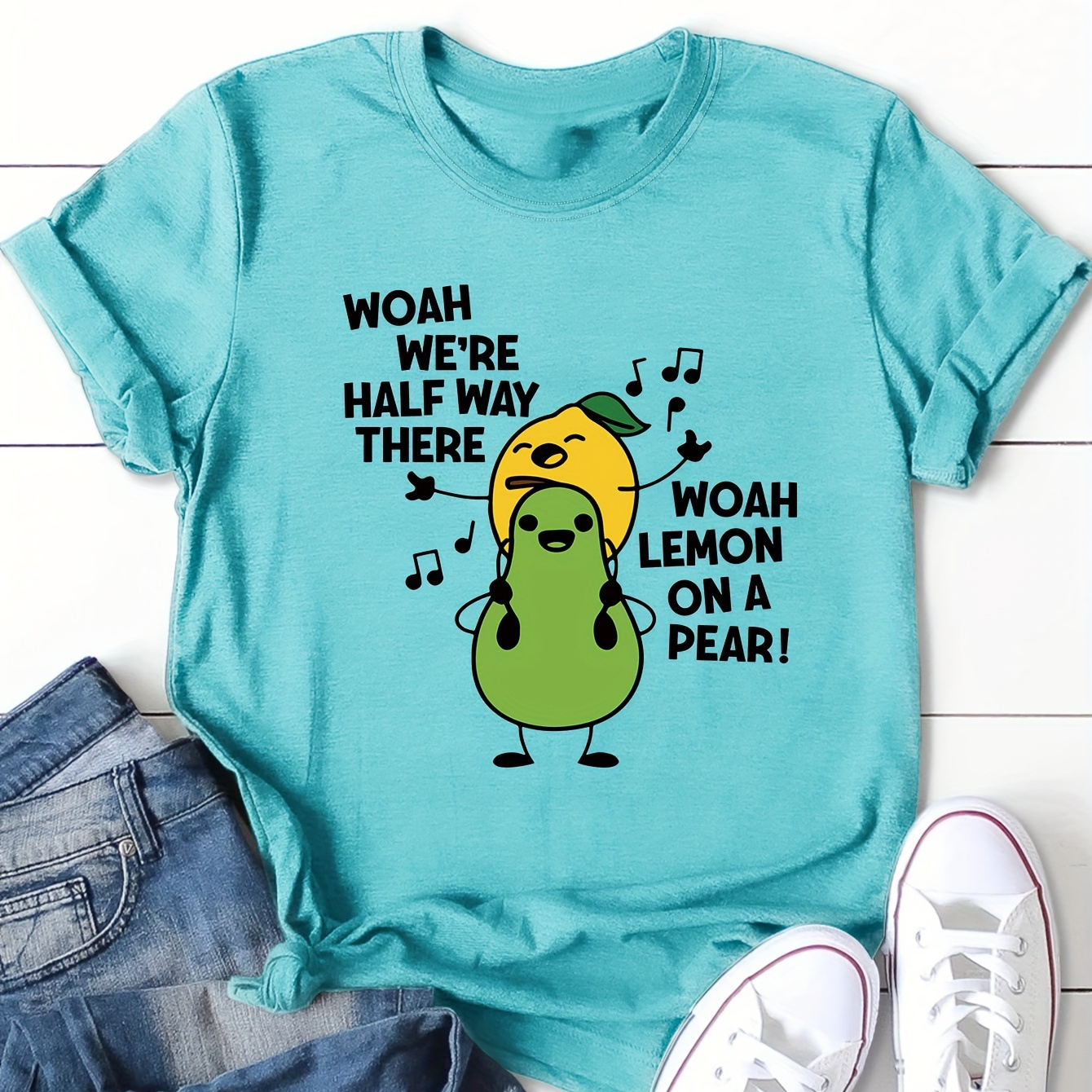 Cartoon Fruit Print T-shirt, Short Sleeve Crew Neck Casual Top For Summer & Spring, Women's Clothing
Cartoon Fruit Print T-shirt, Short Sleeve Crew Neck Casual Top For Summer & Spring, Women's Clothing