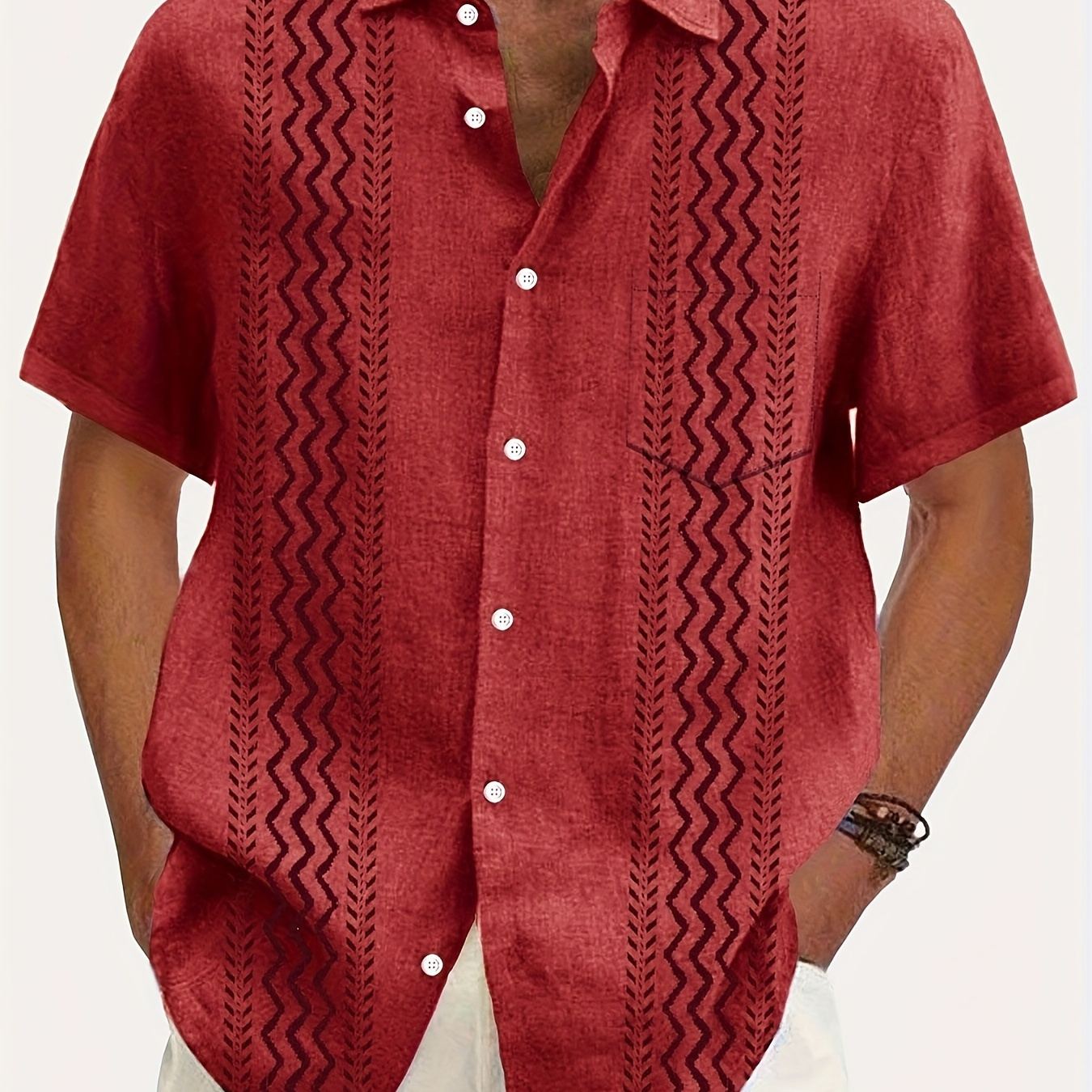 Vintage Bohemian Geometric Print Men's Plus Size Button-up Pocket Short Sleeve Shirt - Retro Style
Vintage Bohemian Geometric Print Men's Plus Size Button-up Pocket Short Sleeve Shirt - Retro Style