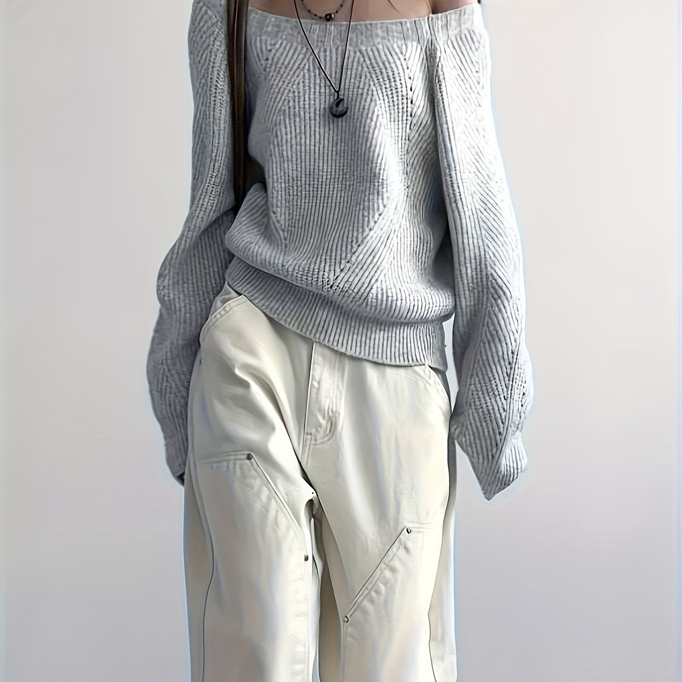 A Solid Color Off-the-shoulder Sweater, A Casual Long-sleeve Sweater For Autumn And Spring, Women's Clothing
A Solid Color Off-the-shoulder Sweater, A Casual Long-sleeve Sweater For Autumn And Spring, Women's Clothing