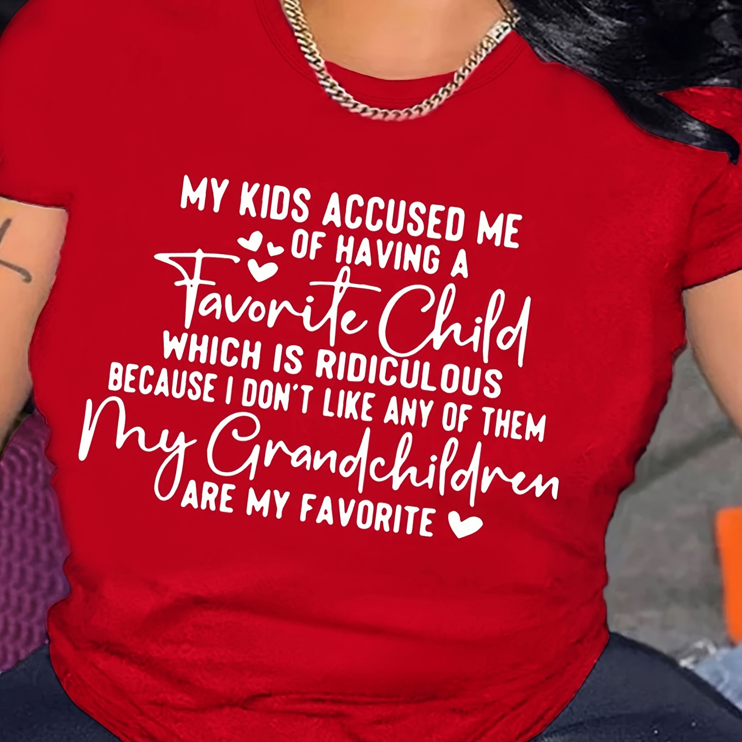 Grandchildren Print Grandma T-shirt, Short Sleeve Crew Neck Casual Top For Spring & Summer, Women's Clothing
Grandchildren Print Grandma T-shirt, Short Sleeve Crew Neck Casual Top For Spring & Summer, Women's Clothing