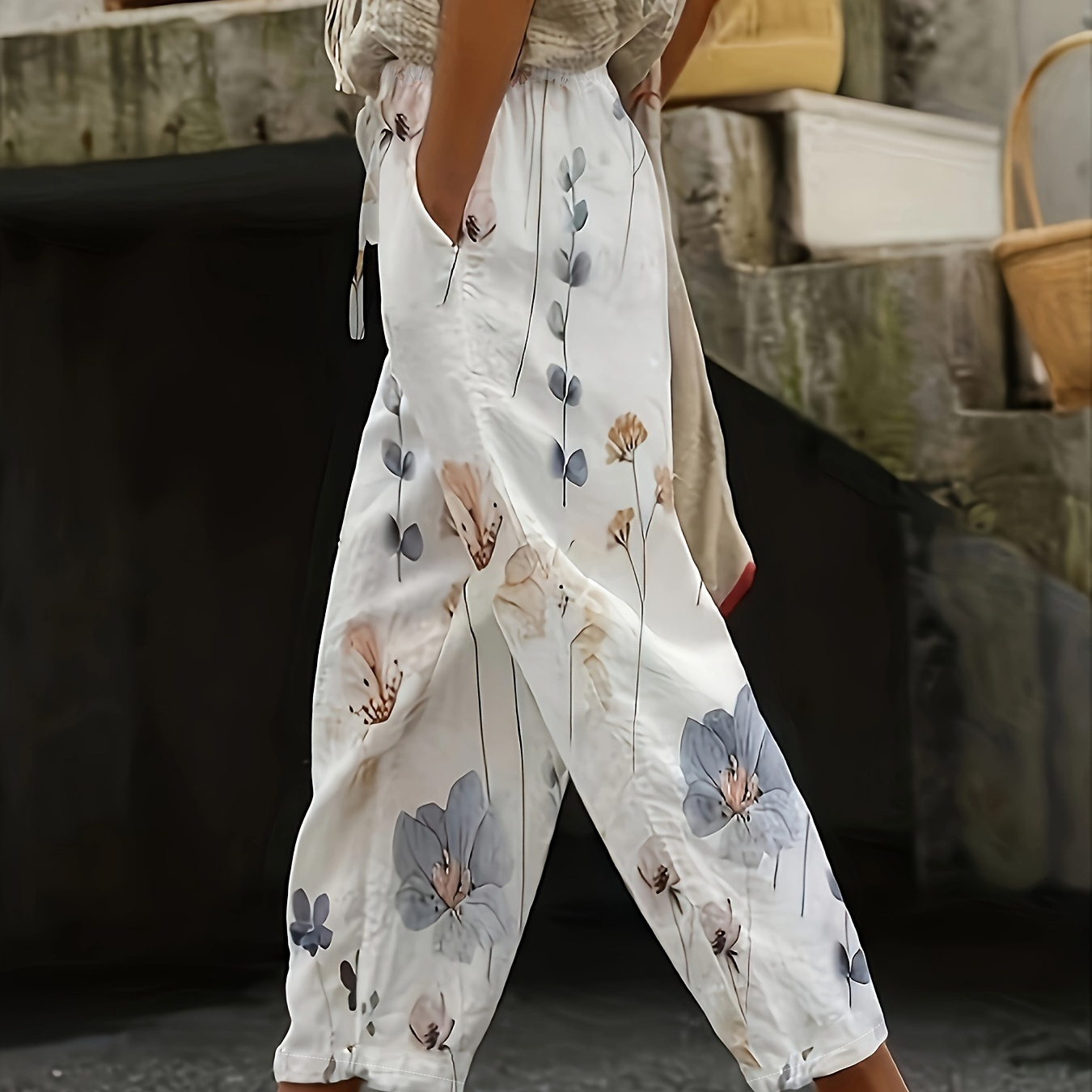 Floral Print Straight Leg Pants, Casual Elastic Waist Pants For Spring & Summer, Women's Clothing
Floral Print Straight Leg Pants, Casual Elastic Waist Pants For Spring & Summer, Women's Clothing