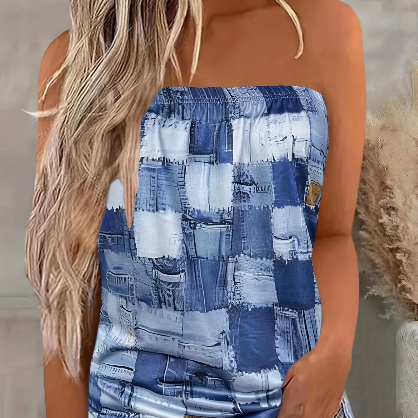 Patchwork Print Tube Top, Vintage Elastic Trim Strapless Tube Summer Top, Women's Clothing
Patchwork Print Tube Top, Vintage Elastic Trim Strapless Tube Summer Top, Women's Clothing