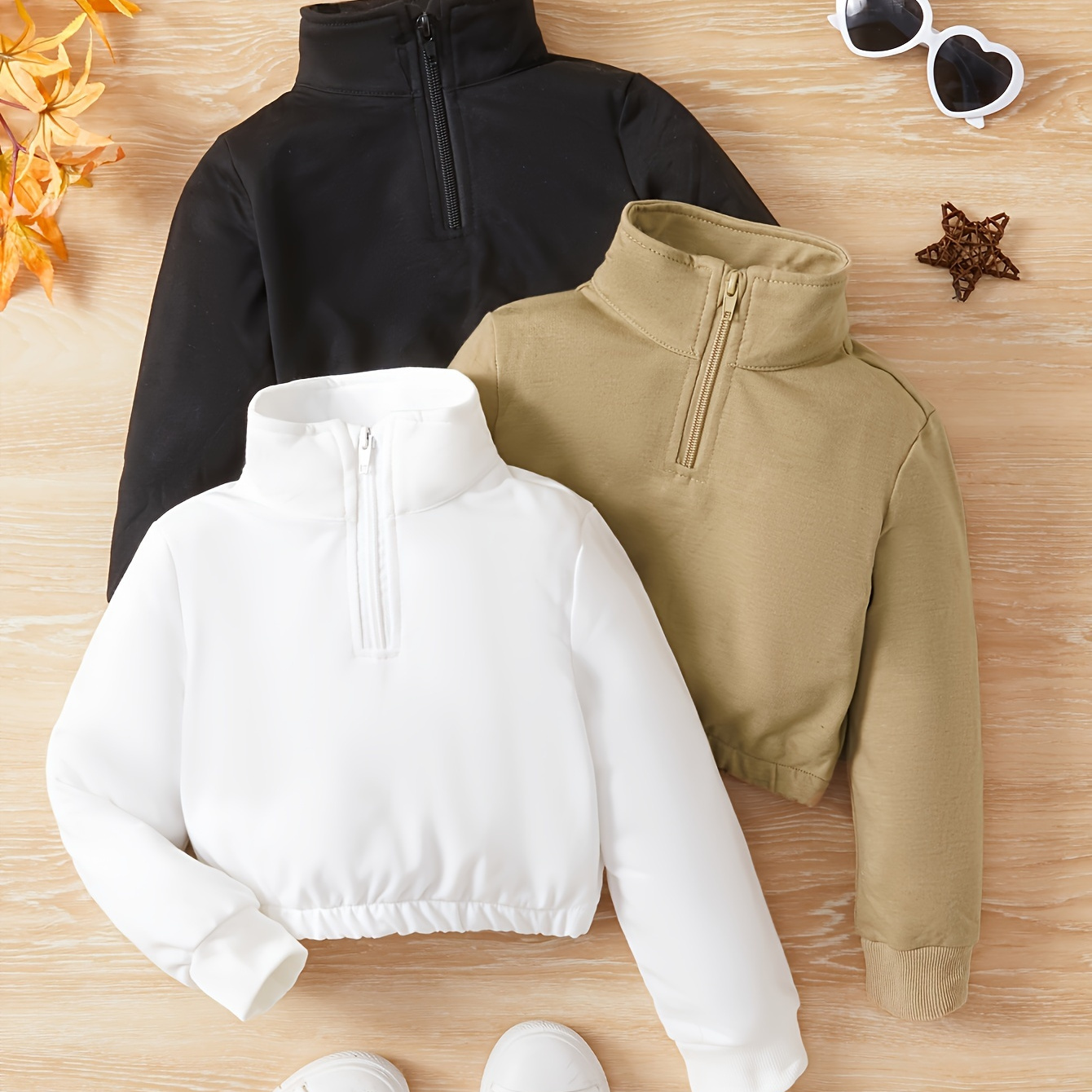 3pcs Girls Zipper Stand Collar Versatile Sweatshirt Short Tops Set For Autumn And Winter
3pcs Girls Zipper Stand Collar Versatile Sweatshirt Short Tops Set For Autumn And Winter