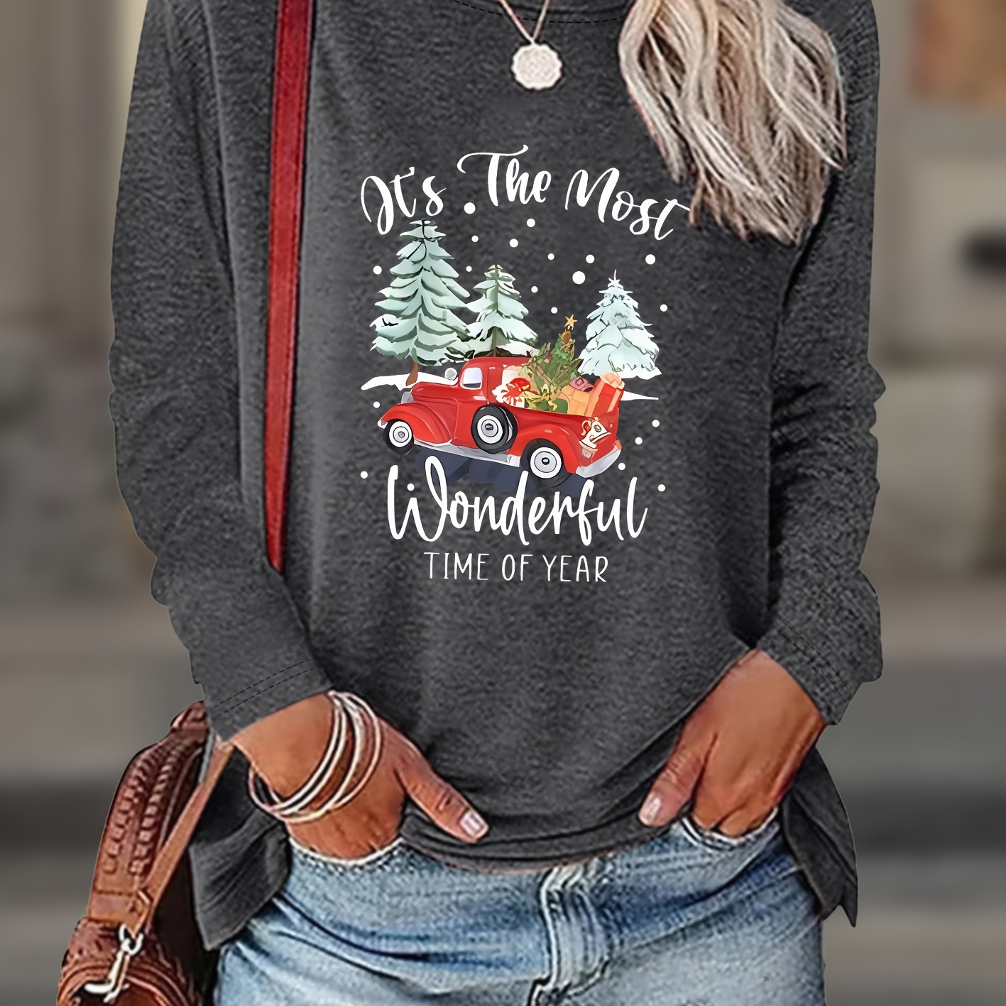 1pc Vintage Christmas Letter Print Long Sleeve T-shirt, Women's Crew Neck Knit Fabric Top With Medium Stretch, Seasonal Graphic Tee For Spring/summer/fall
1pc Vintage Christmas Letter Print Long Sleeve T-shirt, Women's Crew Neck Knit Fabric Top With Medium Stretch, Seasonal Graphic Tee For Spring/summer/fall