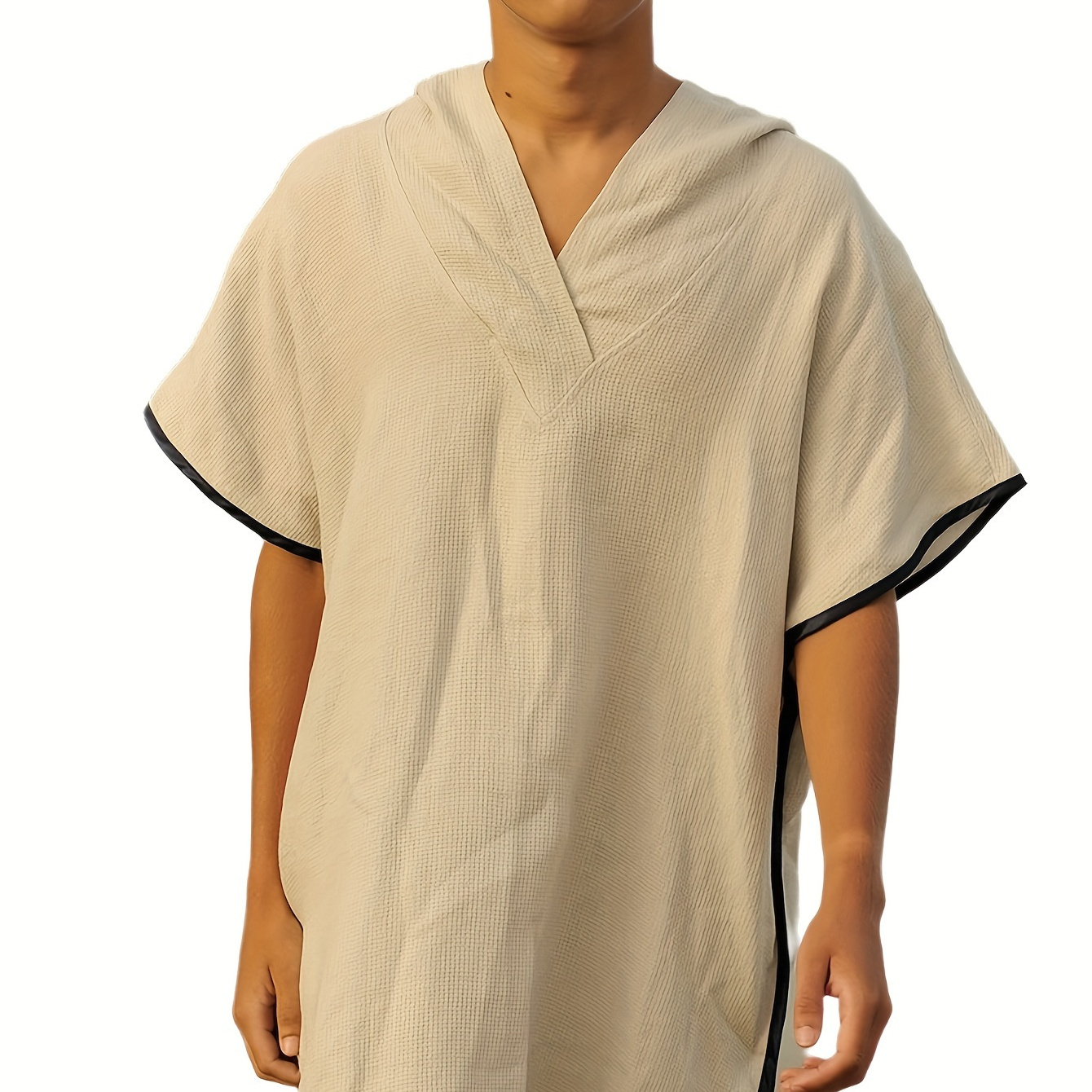 Men's Casual Cotton Linen Robes Robe Sets, Fashion Summer Vacation Beach Hooded Waffle Cloak, Non-stretch & Solid Color
Men's Casual Cotton Linen Robes Robe Sets, Fashion Summer Vacation Beach Hooded Waffle Cloak, Non-stretch & Solid Color