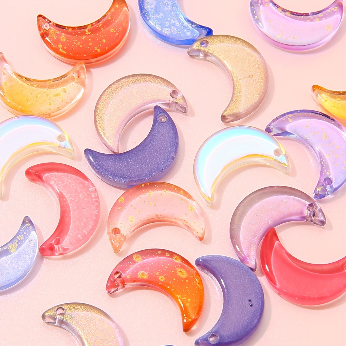 Pack Of 5/12/20 Vibrant Gradient Moon-shaped Glass Crystal Beads, 16x11mm - Diy Earrings & Necklace Pendants, Design, With Hole For Easy Crafting, Charms For Jewelry Making
Pack Of 5/12/20 Vibrant Gradient Moon-shaped Glass Crystal Beads, 16x11mm - Diy Earrings & Necklace Pendants, Design, With Hole For Easy Crafting, Charms For Jewelry Making