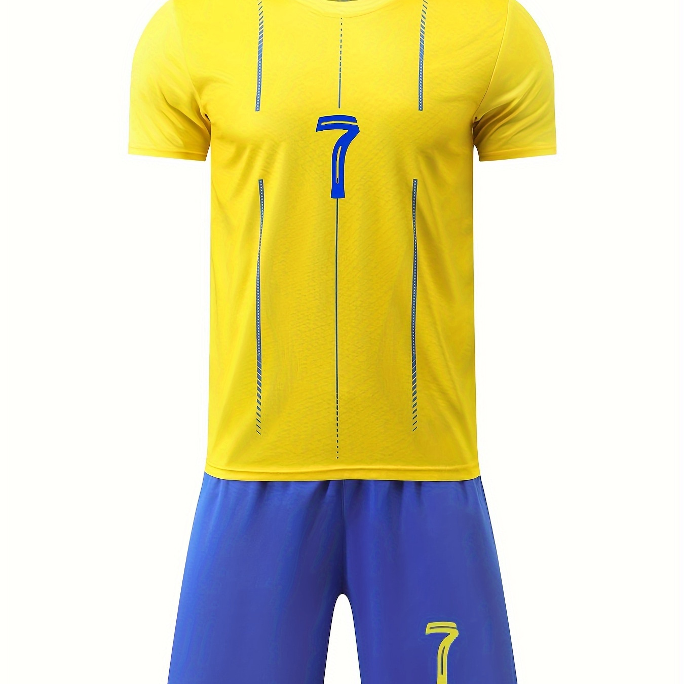Boys Athletic Soccer Jersey & Shorts Set, Quick-dry Boys Sports Kit, Yellow & Blue #7, Casual Training Outfit For Boys
Boys Athletic Soccer Jersey & Shorts Set, Quick-dry Boys Sports Kit, Yellow & Blue #7, Casual Training Outfit For Boys