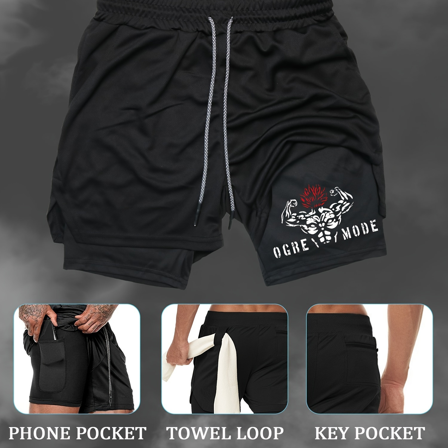 Men's 2-in-1 Summer Workout Shorts With Phone Pocket, Breathable Quick-dry Athletic Sports Gym Double Layer Short Pants
Men's 2-in-1 Summer Workout Shorts With Phone Pocket, Breathable Quick-dry Athletic Sports Gym Double Layer Short Pants