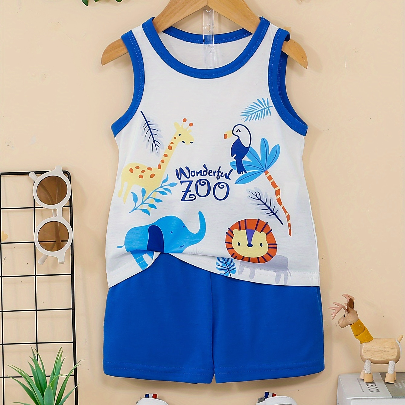 2pcs Infant & Toddler's Cartoon Animals Print Summer Set, Sleeveless Tank Top & Casual Shorts, Baby Boy's Clothes
2pcs Infant & Toddler's Cartoon Animals Print Summer Set, Sleeveless Tank Top & Casual Shorts, Baby Boy's Clothes