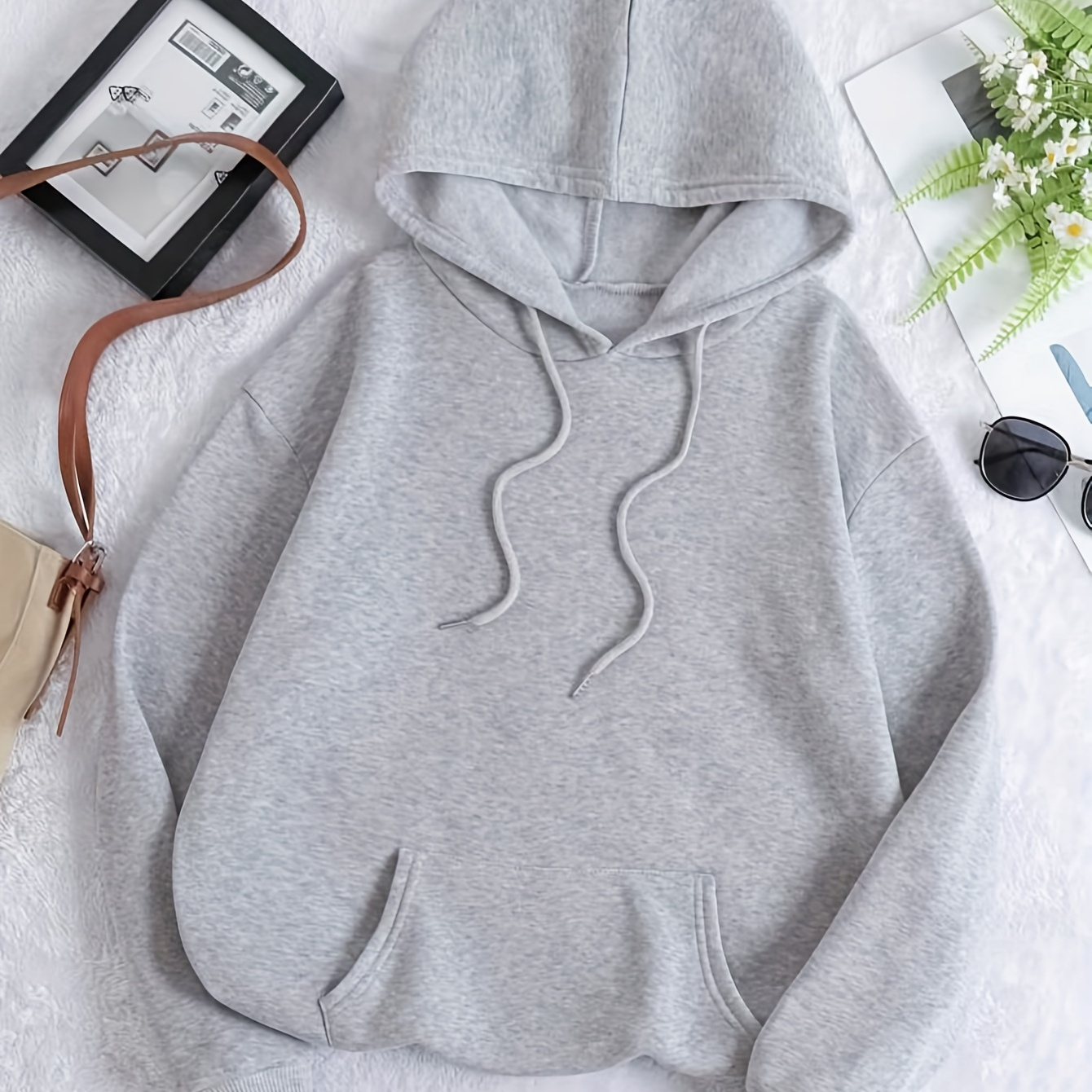 Elegant Style, Women's Plus Size Light Gray Hoodie - Casual Polyester Pullover With Drawstring And Kangaroo Pocket, Long Sleeves, Machine Washable For Fall/winter, Oversized Hoodie
Elegant Style, Women's Plus Size Light Gray Hoodie - Casual Polyester Pullover With Drawstring And Kangaroo Pocket, Long Sleeves, Machine Washable For Fall/winter, Oversized Hoodie