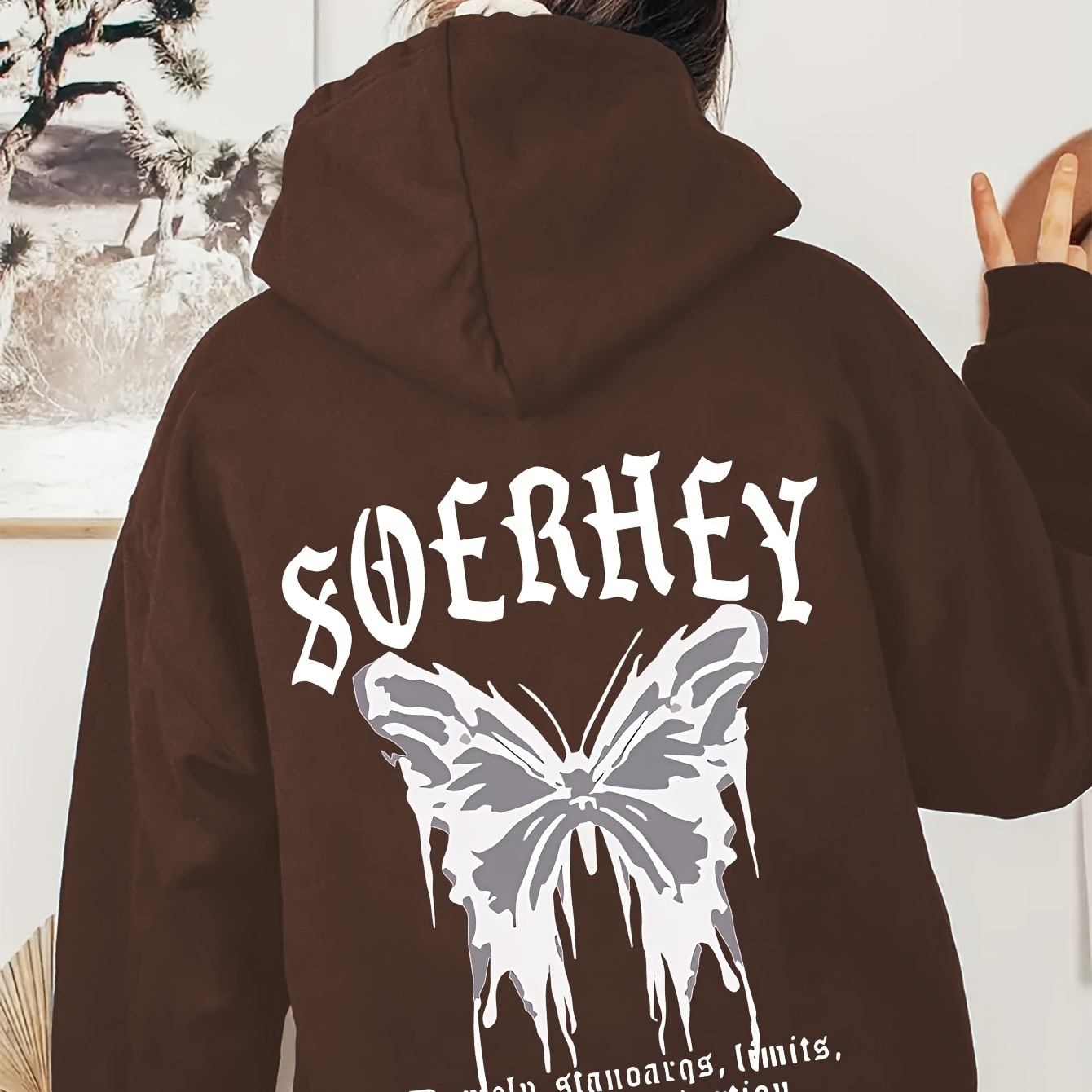 Plus Size Casual Hooded Pullover Sweatshirt With Butterfly Letter Print, Long Sleeve Polyester Hoodie With Pocket & Slight Stretch – Women's Fall/winter Knit Fabric Tops
Plus Size Casual Hooded Pullover Sweatshirt With Butterfly Letter Print, Long Sleeve Polyester Hoodie With Pocket & Slight Stretch – Women's Fall/winter Knit Fabric Tops