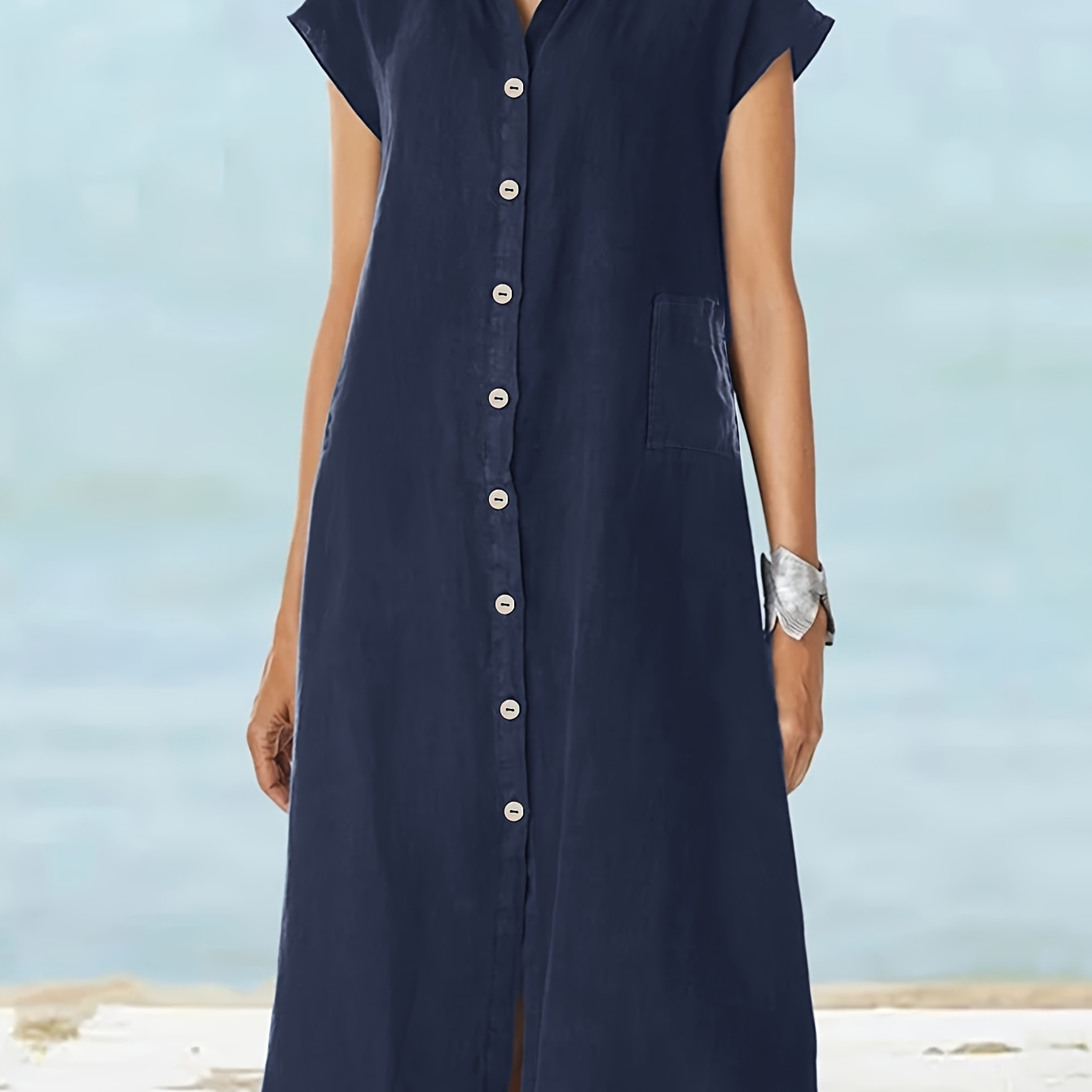 Solid Color Single Breasted Pocket Dress, Casual Short Sleeve Dress For Spring & Summer, Women's Clothing
Solid Color Single Breasted Pocket Dress, Casual Short Sleeve Dress For Spring & Summer, Women's Clothing