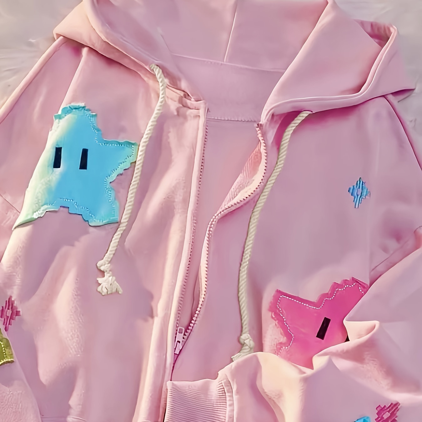 Star Pattern Zip Up Drawstring Hoodie, Cute Long Sleeve Drop Shoulder Hoodie, Women's Clothing
Star Pattern Zip Up Drawstring Hoodie, Cute Long Sleeve Drop Shoulder Hoodie, Women's Clothing