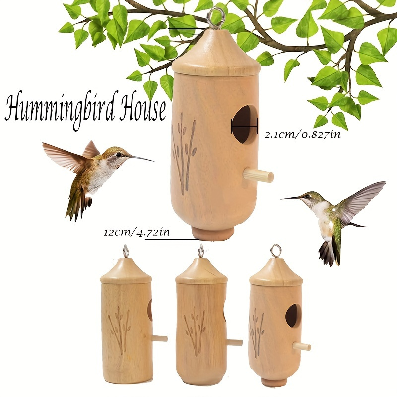 

Attract Hummingbirds To Your Garden With This 5.1in Wooden Hummingbird House!