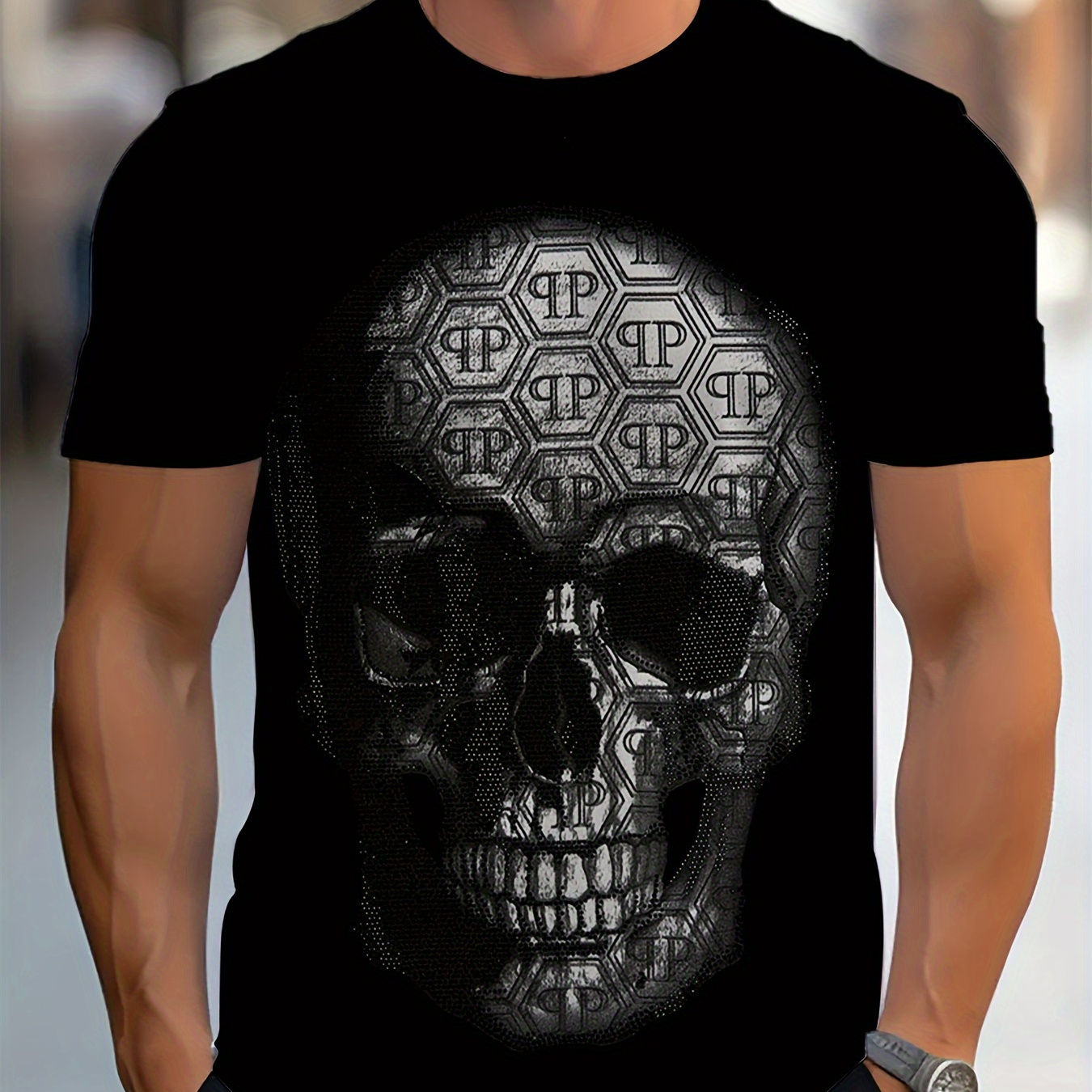 Men's Casual Short Sleeve T-shirt With 3d Skull Print, Polyester Knit Fabric, Round Neck, Pullover Style For Daily And - Summer Collection
Men's Casual Short Sleeve T-shirt With 3d Skull Print, Polyester Knit Fabric, Round Neck, Pullover Style For Daily And - Summer Collection