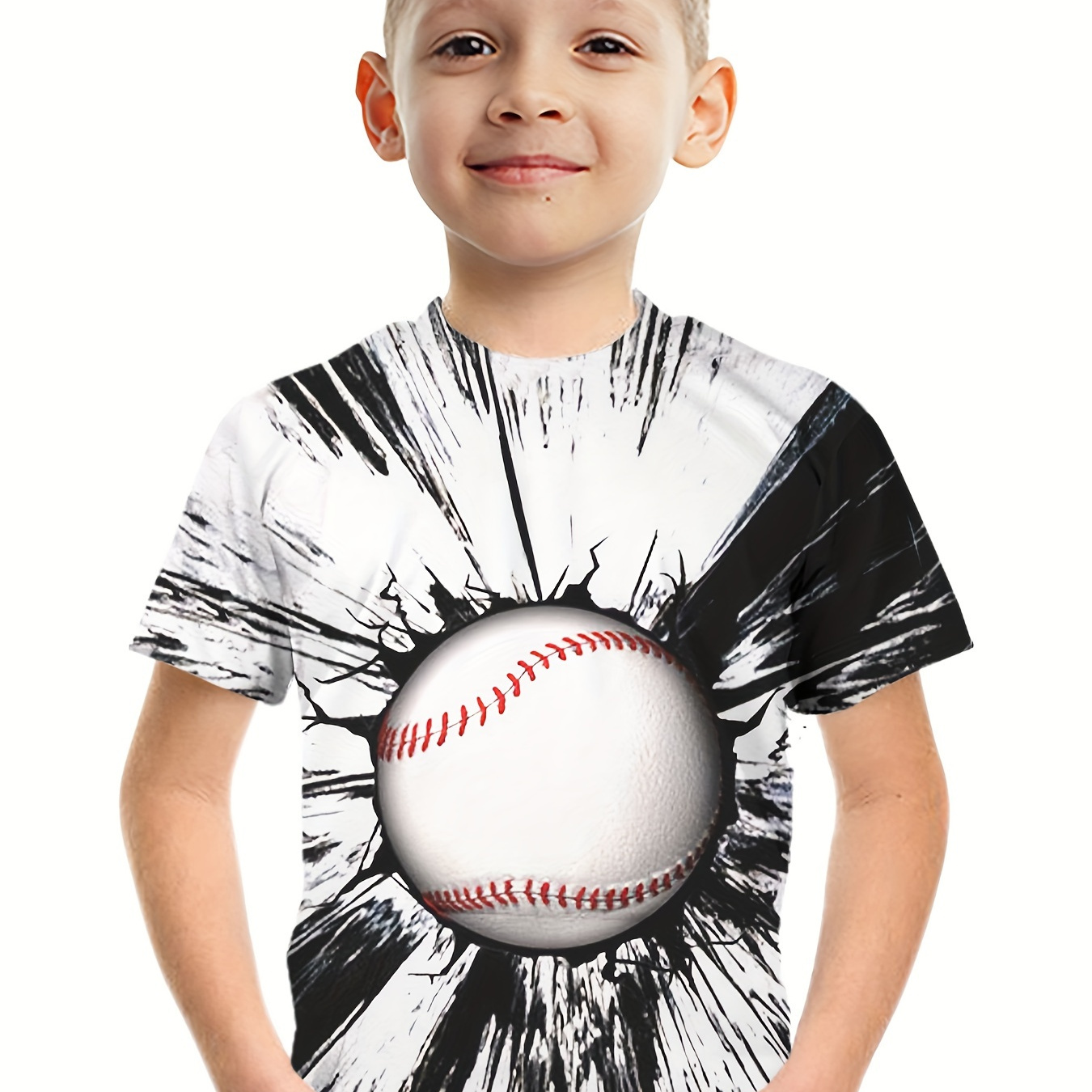 Stylish Baseball 3d Print T-shirt, Tees For Kids Boys, Casual Short Sleeve T-shirt For Summer Spring Fall, Tops As Gifts
Stylish Baseball 3d Print T-shirt, Tees For Kids Boys, Casual Short Sleeve T-shirt For Summer Spring Fall, Tops As Gifts