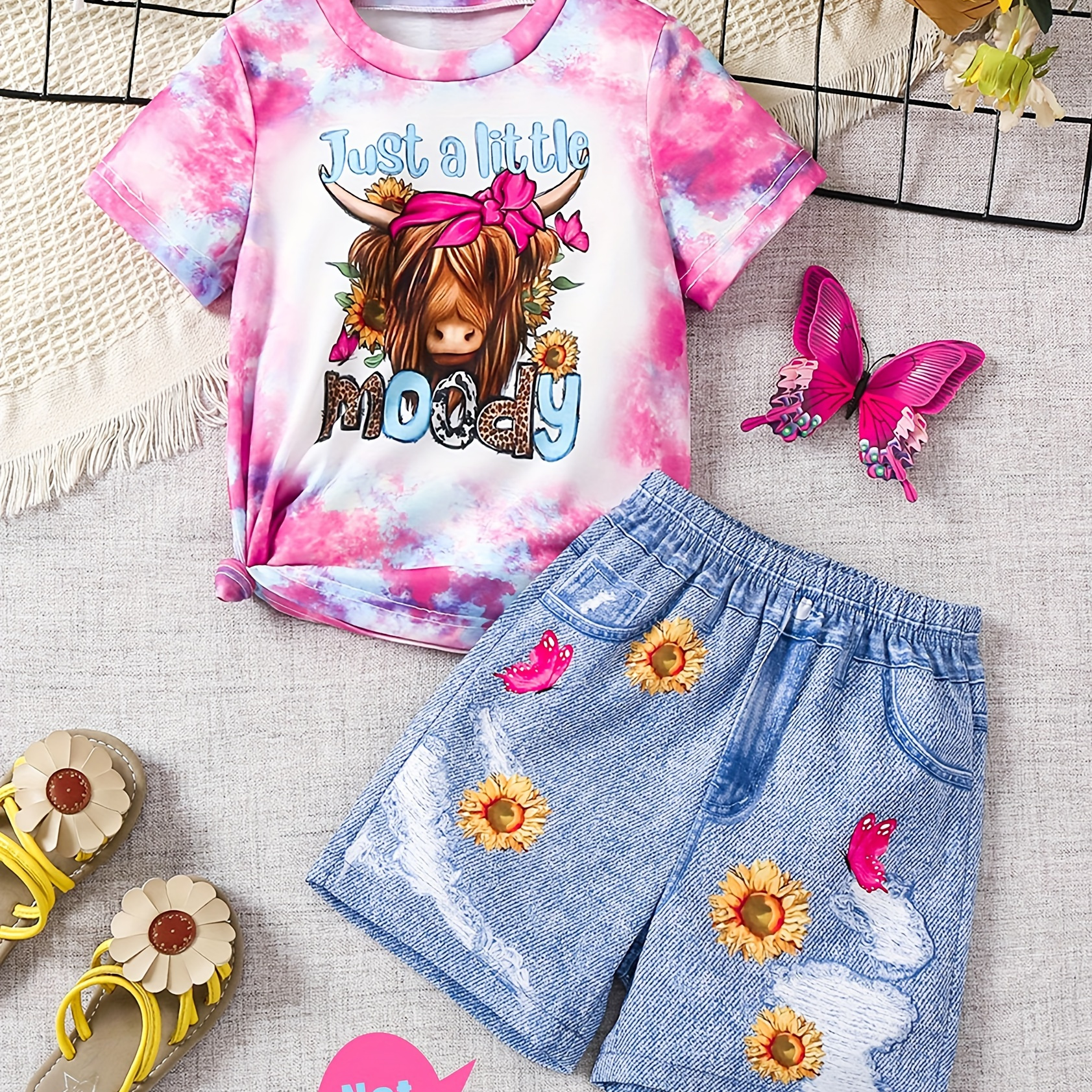 Summer Outfits Girl's Cow Print Short Sleeve Top + 3d Print Shorts Set Holiday Casual Going Out 2pcs Clothes
Summer Outfits Girl's Cow Print Short Sleeve Top + 3d Print Shorts Set Holiday Casual Going Out 2pcs Clothes
