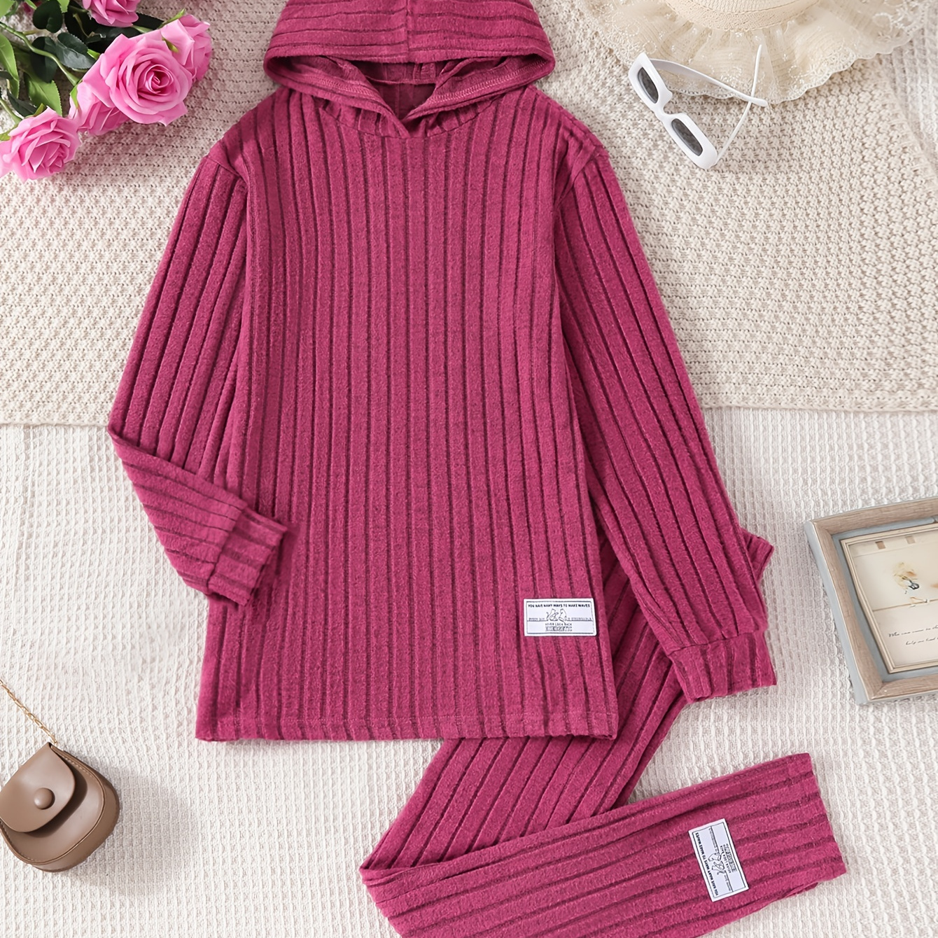 Rib-knit 2pcs Teen Girl's Outfit, Long + Cropped Leggings Pants Co-ords Set - Fall/ Outfit
Rib-knit 2pcs Teen Girl's Outfit, Long + Cropped Leggings Pants Co-ords Set - Fall/ Outfit